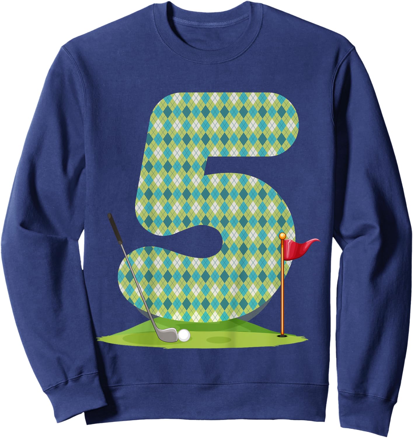 Kids Kids 5th Birthday Golf Funny Golfer 5 Years Old Golfing Sweatshirt - Sweatshirt | Navy