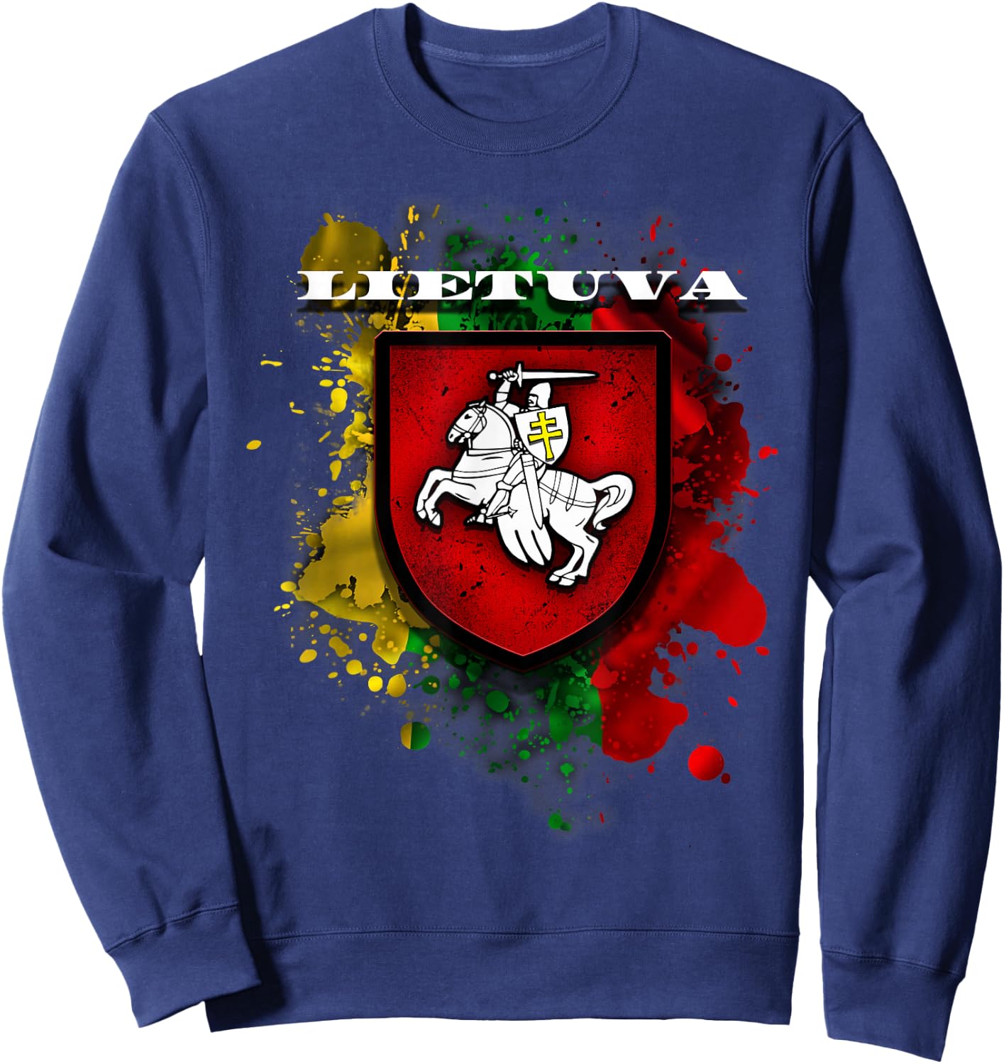 Lithuania Gift National Attributes Flag And Vytis Sweatshirt - Sweatshirt | Navy