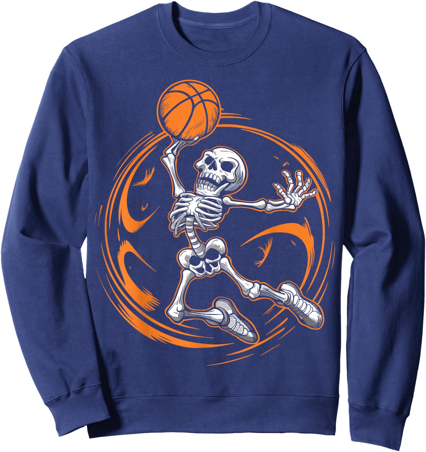 Basketball Skeleton Halloween Men Boys Basketball Halloween Sweatshirt - Sweatshirt | Navy