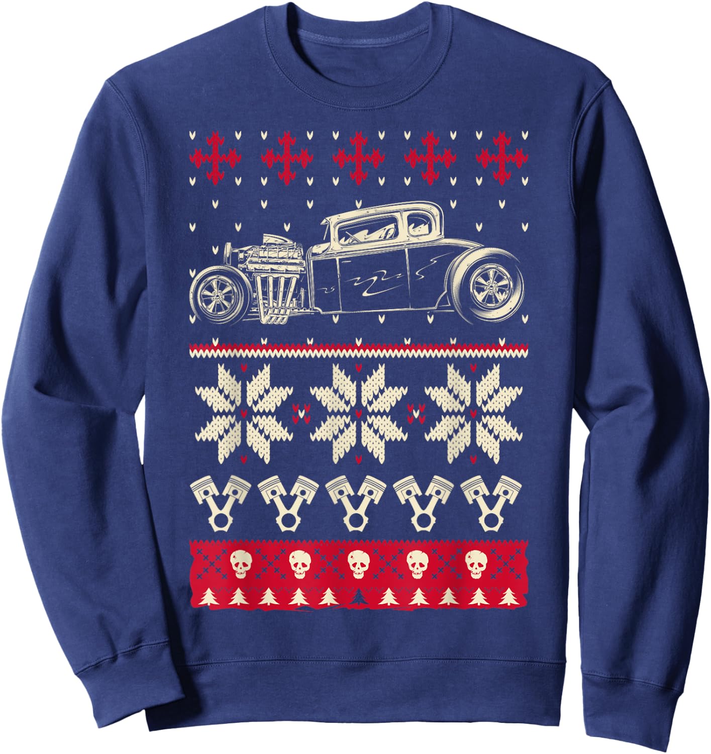 Ugly Hot Rod Christmas Sweater Style Sweatshirt - Sweatshirt | Navy