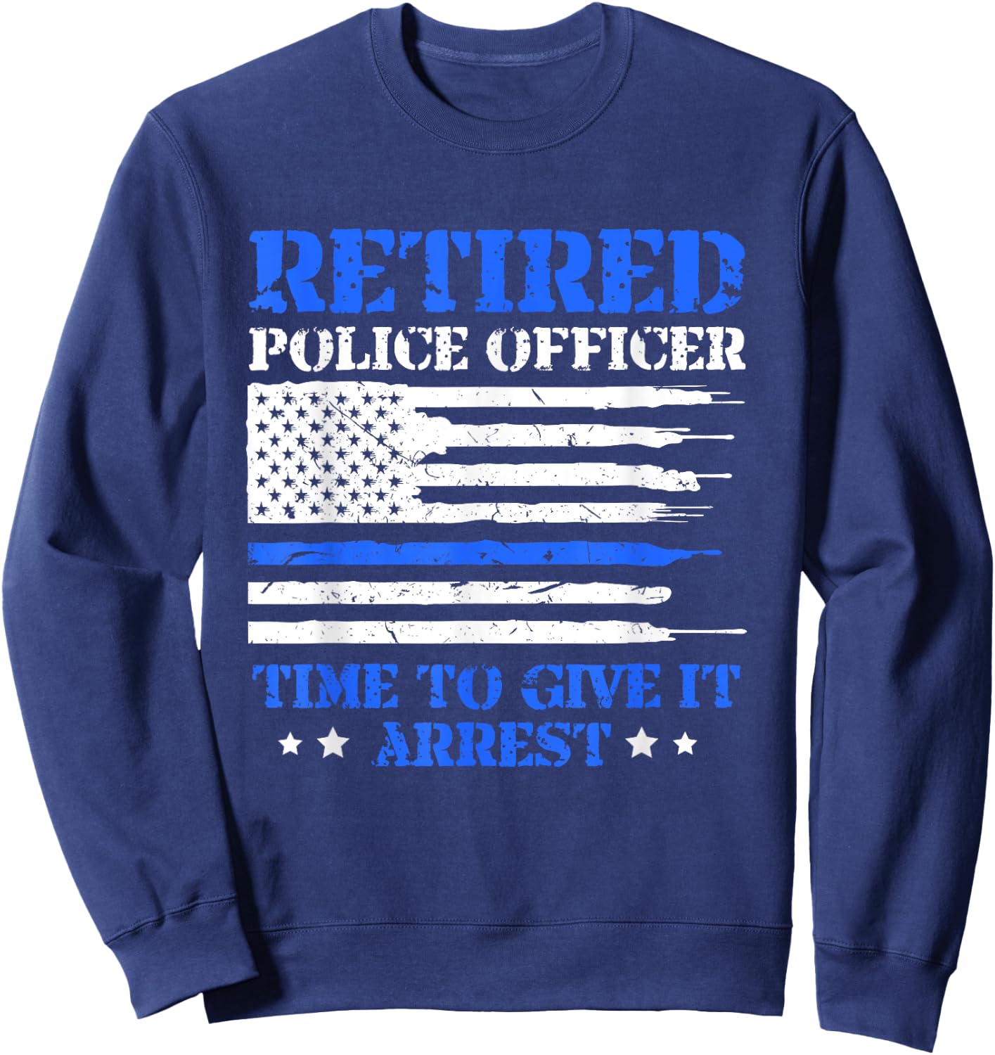 Police Officer Retirement Appreciation Gift Shirts -Adults Black Modern Letter Print Small Short Sleeve Sweatshirt - Sweatshirt | Navy