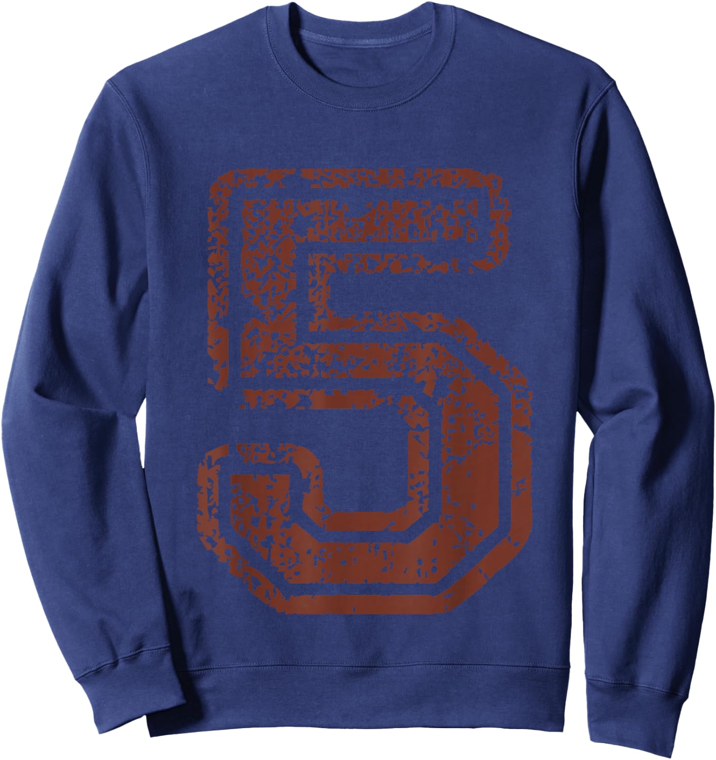 Big Maroon Color Number 5 Five Grunge Distressed Design Sweatshirt - Sweatshirt | Navy