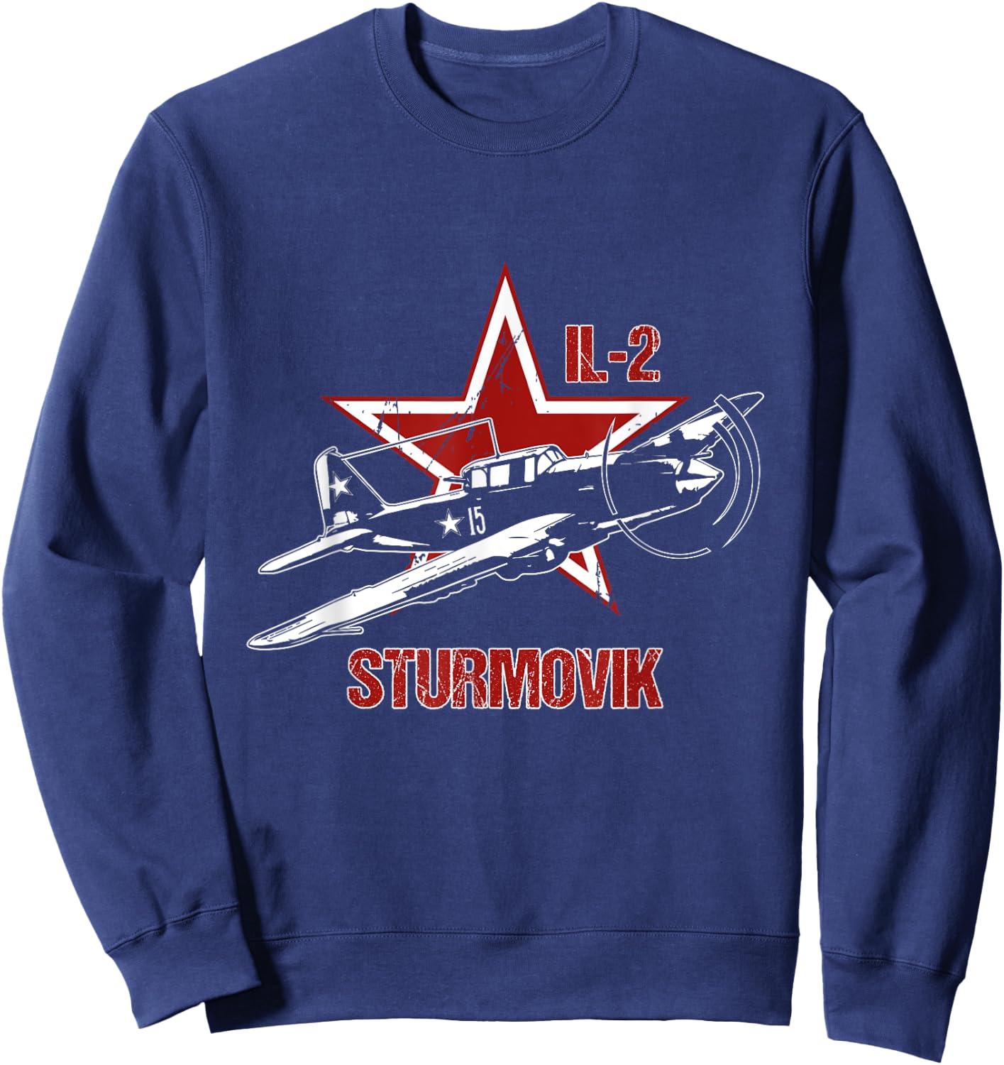 Ilyushin IL2 Sturmovik Russian Star Warbird Aircraft WW2 Red Sweatshirt - Sweatshirt | Navy