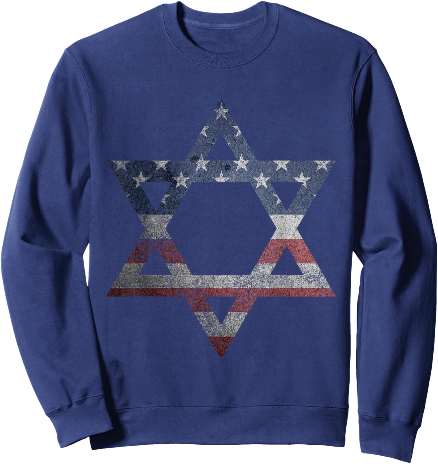 Distressed Star of David Jews Jewish Gifts USA American Flag Sweatshirt - Sweatshirt | Navy