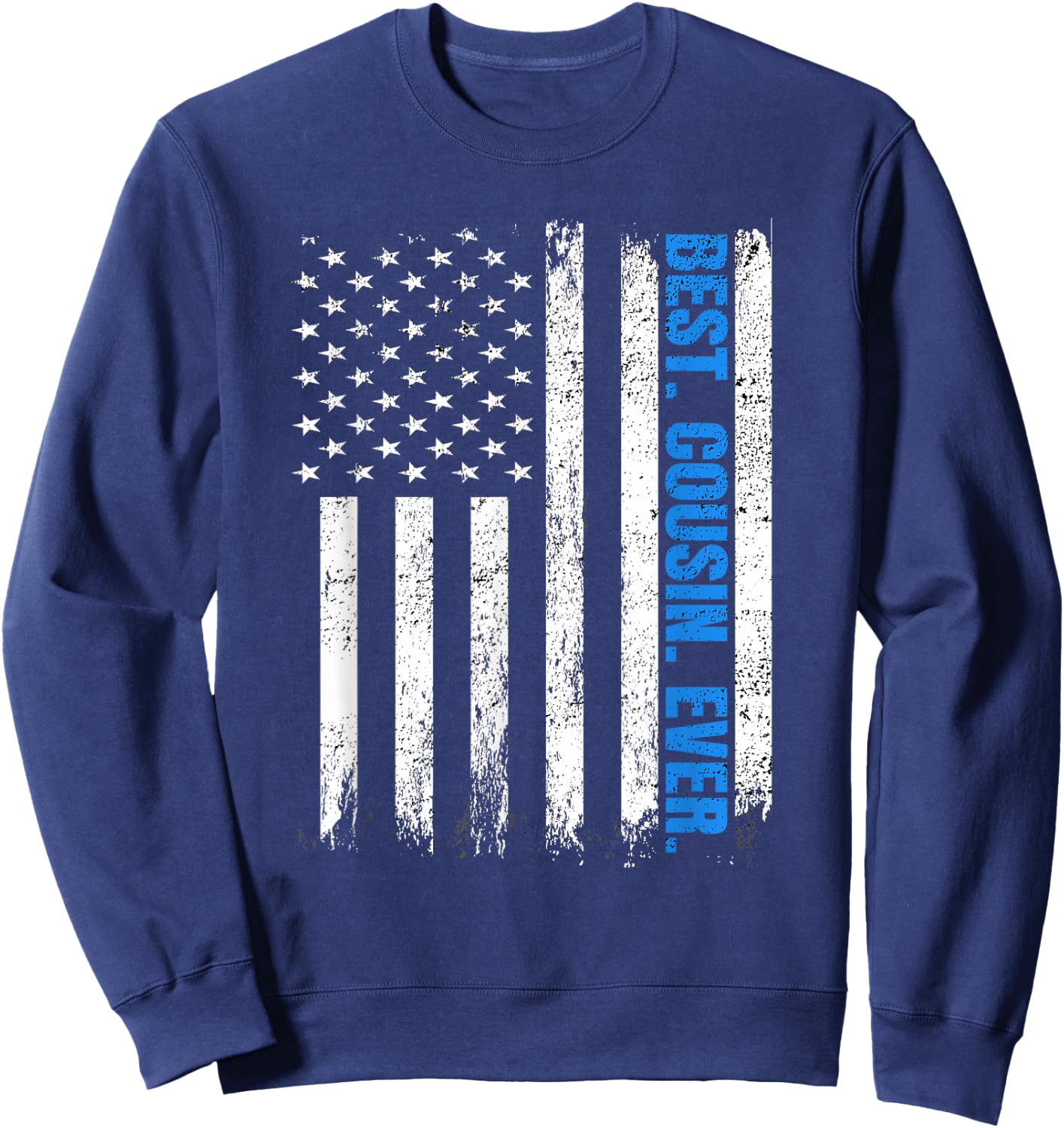 Best Cousin Ever USA Flag Fathers Day Police Blue Line Kids Men Sweatshirt - Sweatshirt | Navy