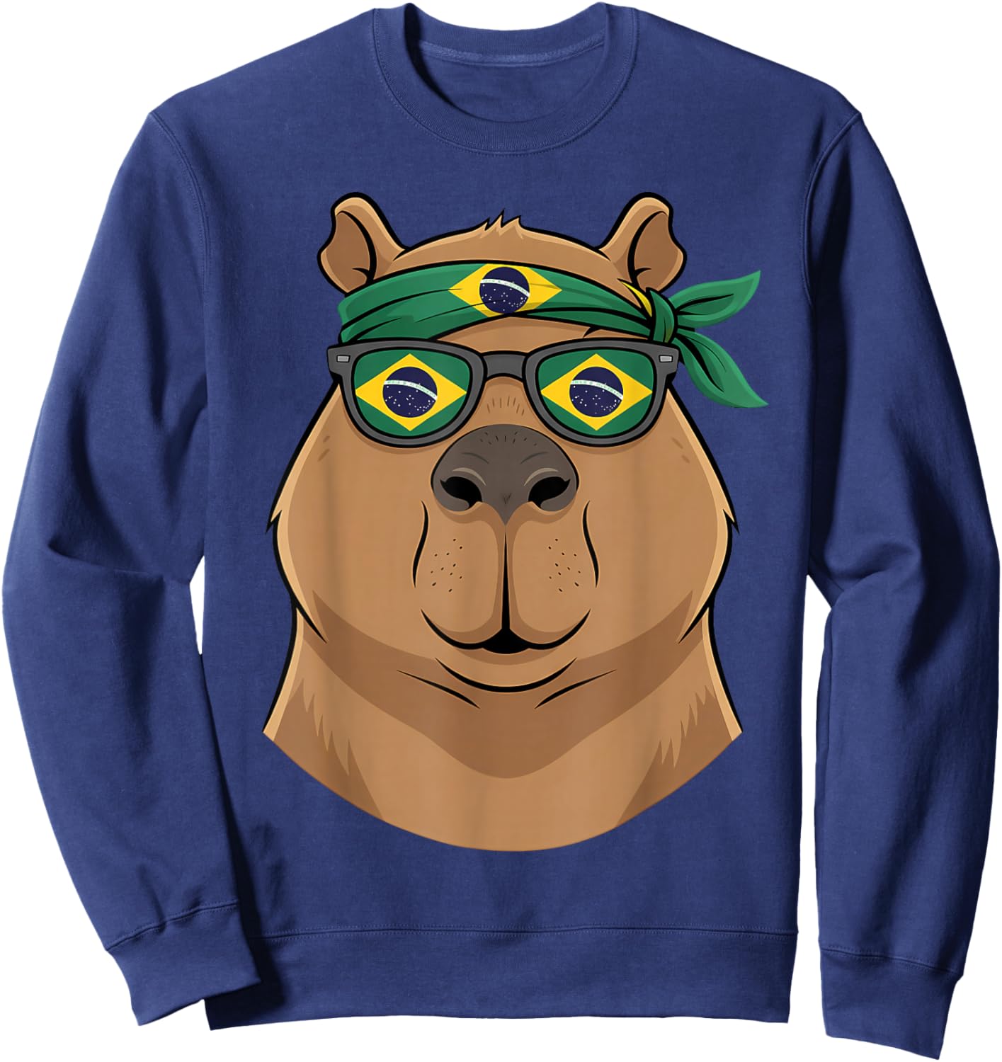 Brazil Flag Capybara Brazilian Roots Brasilian Pride Brasil Sweatshirt - Sweatshirt | Navy