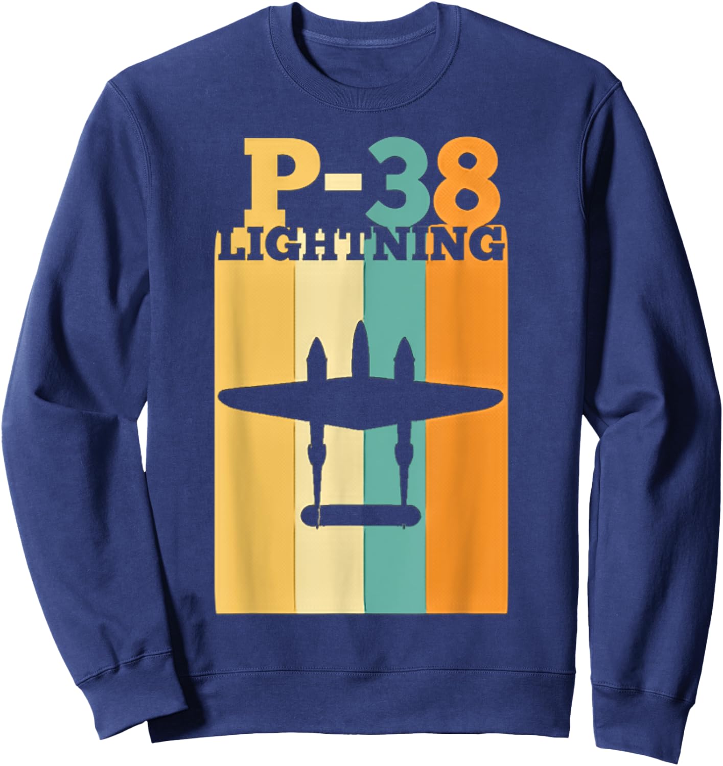 Vintage Warbird P-38 Lightning Fighter Airplane Sweatshirt - Sweatshirt | Navy