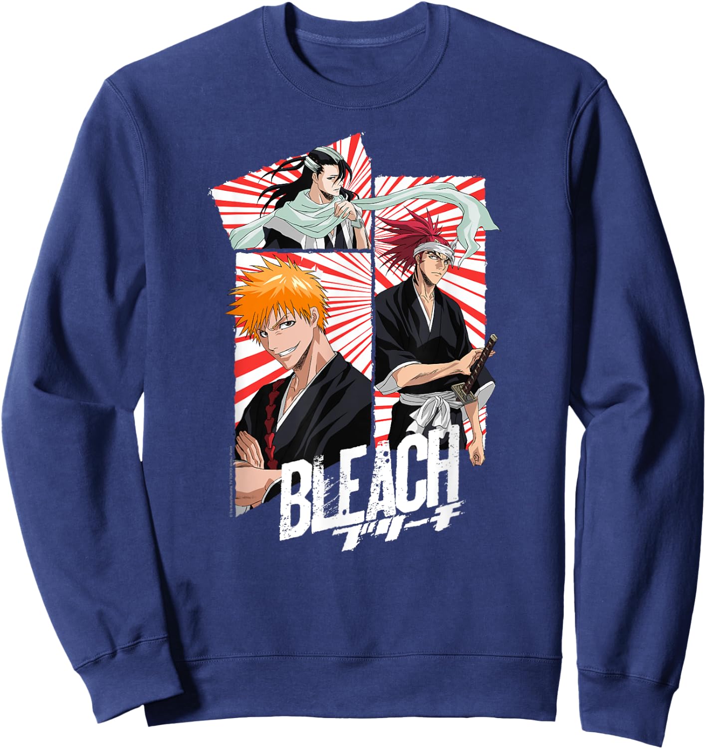 Bleach 3 Panel Mask and Scarf Anime Sweatshirt - Sweatshirt | Navy
