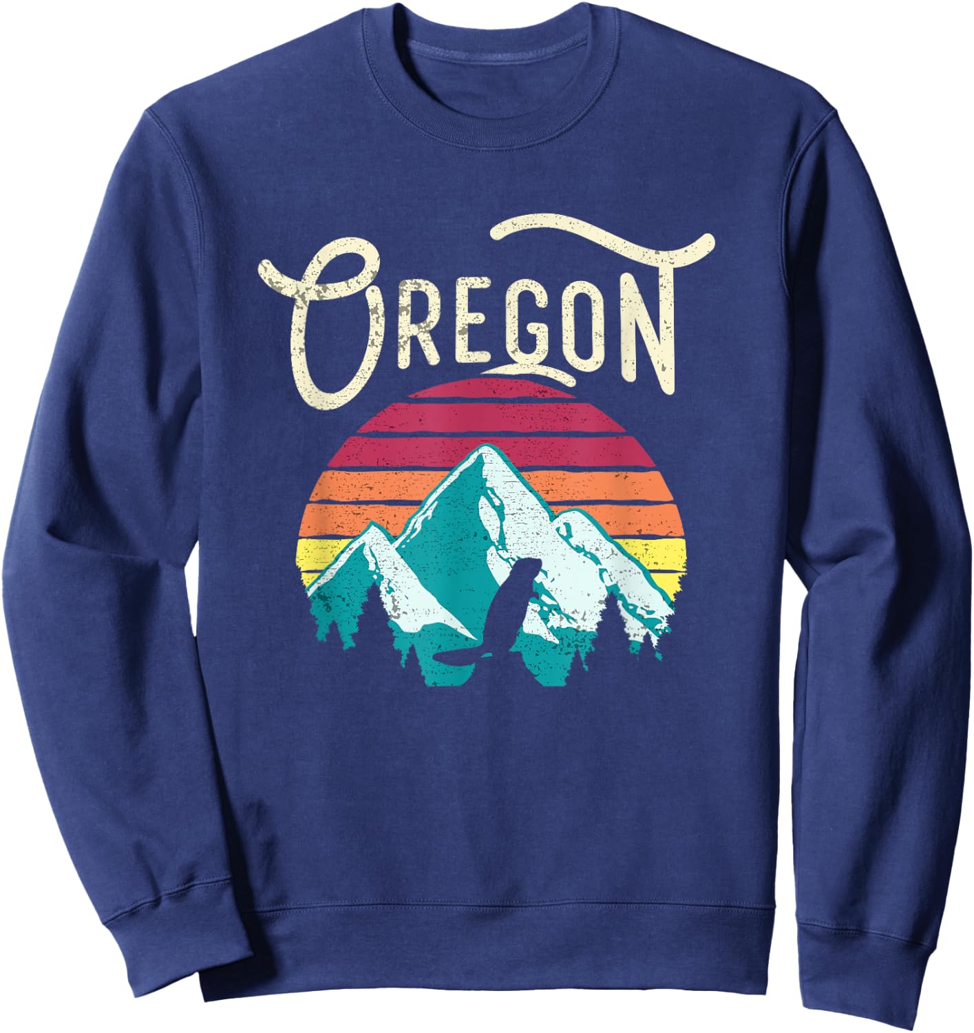 Retro Vintage Oregon OR Mountains Beaver Sweatshirt - Sweatshirt | Navy