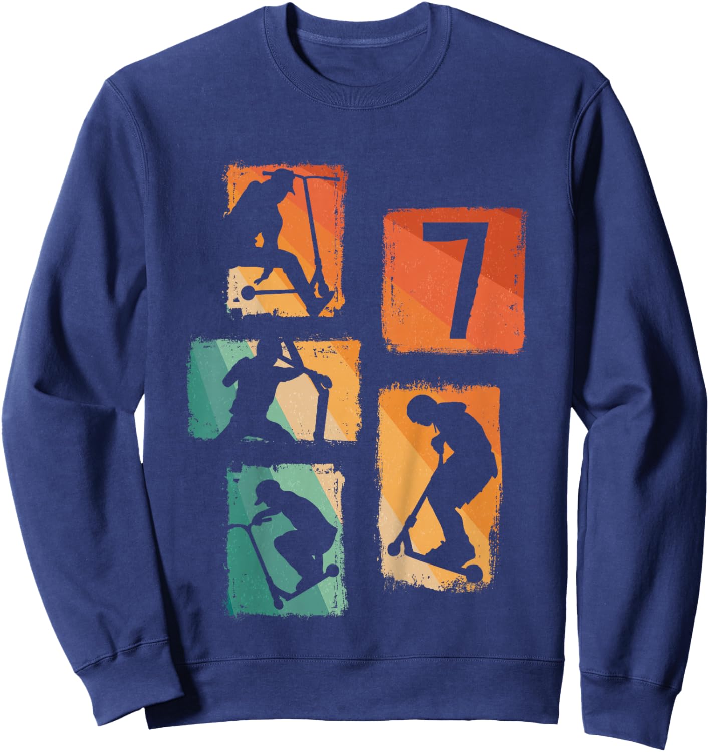 7th Birthday Scooter Driver EScooter 7 Year Old Boys Sweatshirt - Sweatshirt | Navy