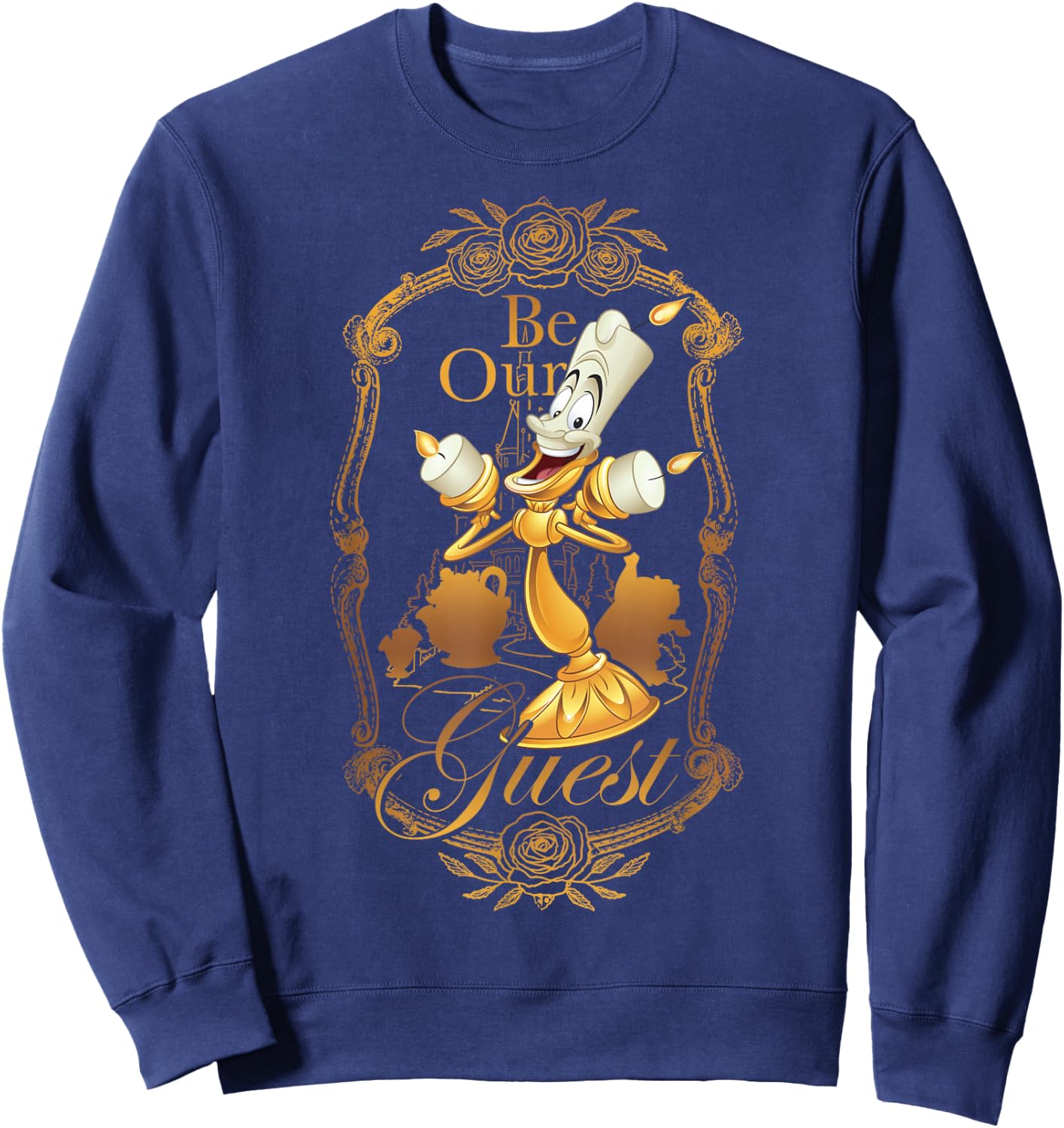 Disney Beauty and the Beast Be Our Guest Lumiere Poster Sweatshirt - Sweatshirt | Navy
