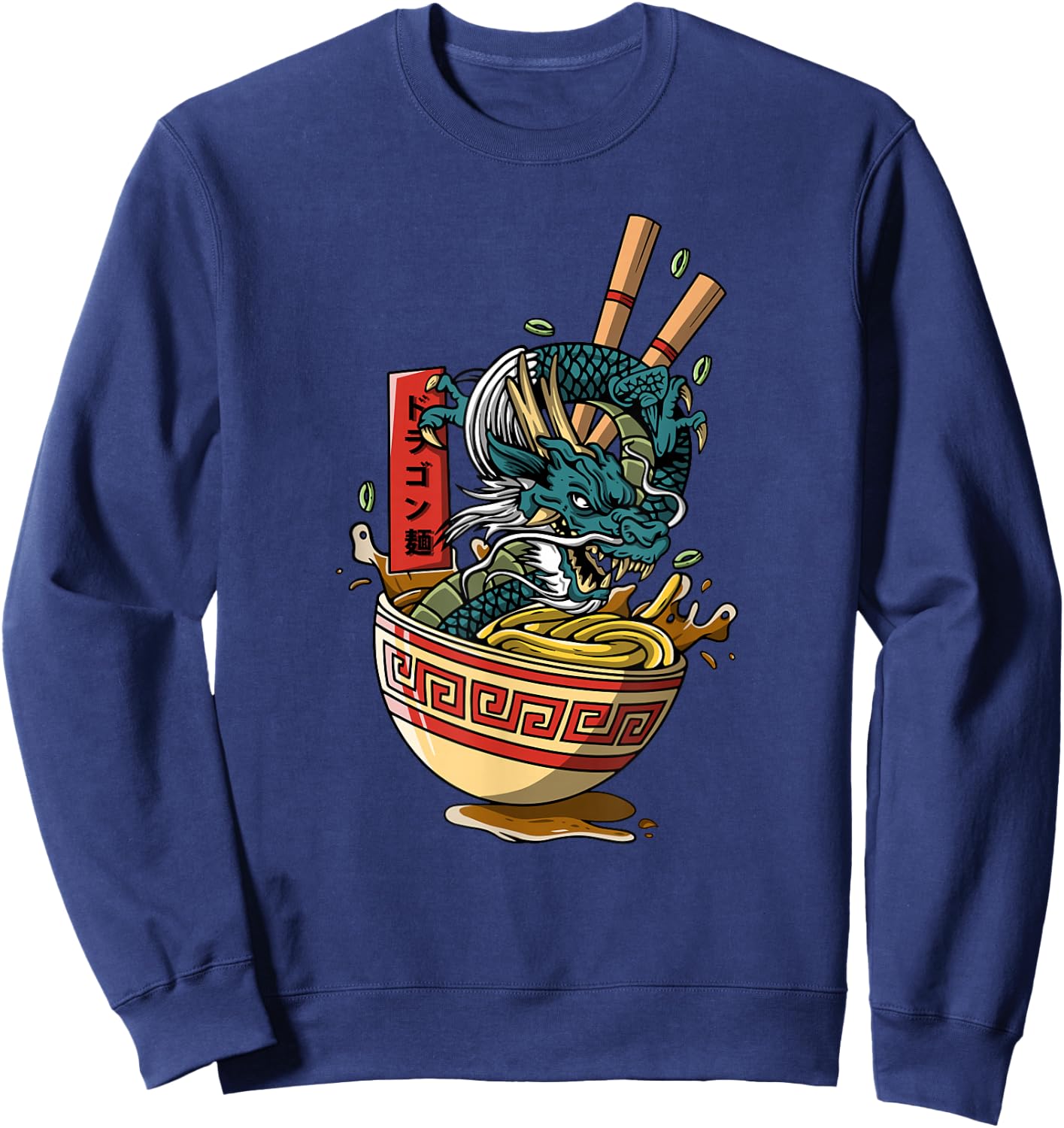 Great Ramen Dragon Kawaii Anime Noodle Japanese Ramen Party Sweatshirt - Sweatshirt | Navy