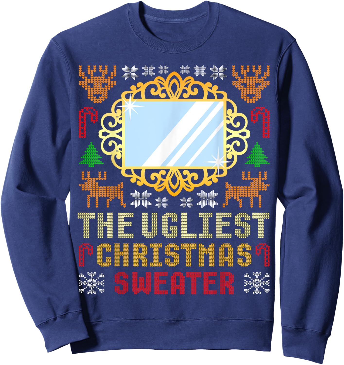 The Ugliest Ugly Christmas Sweater With Mirror Funny Xmas Sweatshirt - Sweatshirt | Navy