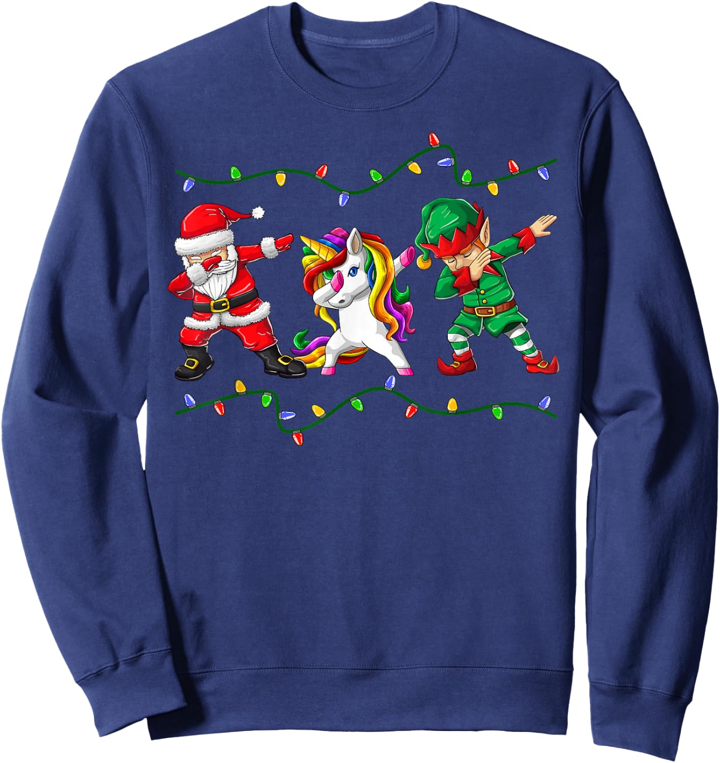 Dabbing Santa Elf Unicorn Christmas Kids Boys Men Xmas Gifts Sweatshirt - Sweatshirt | Navy