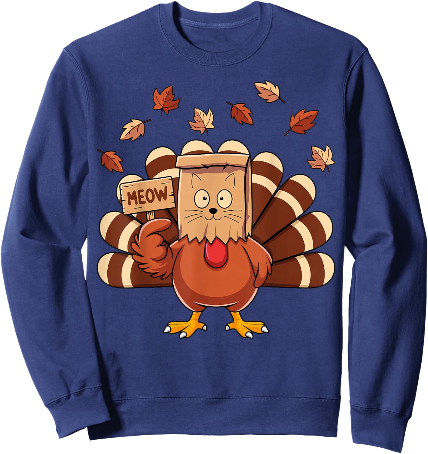Thanksgiving Turkey Moo Gobble Funny Thanksgiving Women Men Sweatshirt - Sweatshirt | Navy