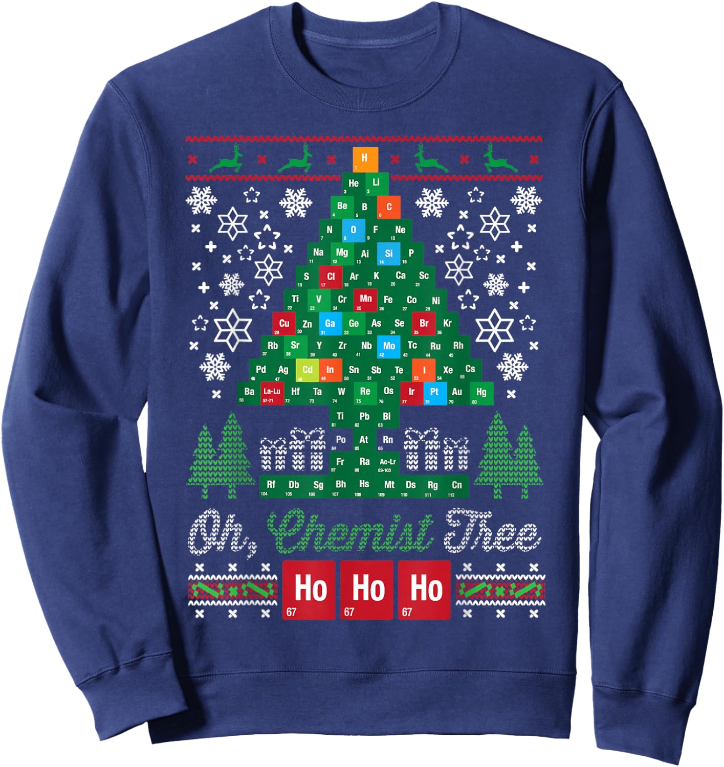Oh Chemist Tree Merry Christmas Ugly Chemistry Sweatshirt - Sweatshirt | Navy
