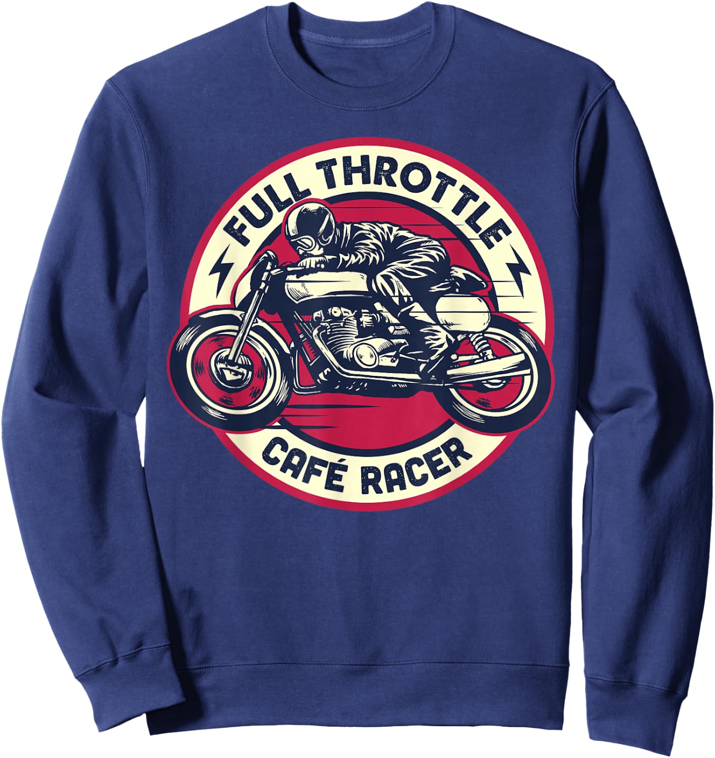 Cafe Racer - Full-Throttle - Vintage Motorcycle Sweatshirt - Sweatshirt | Navy