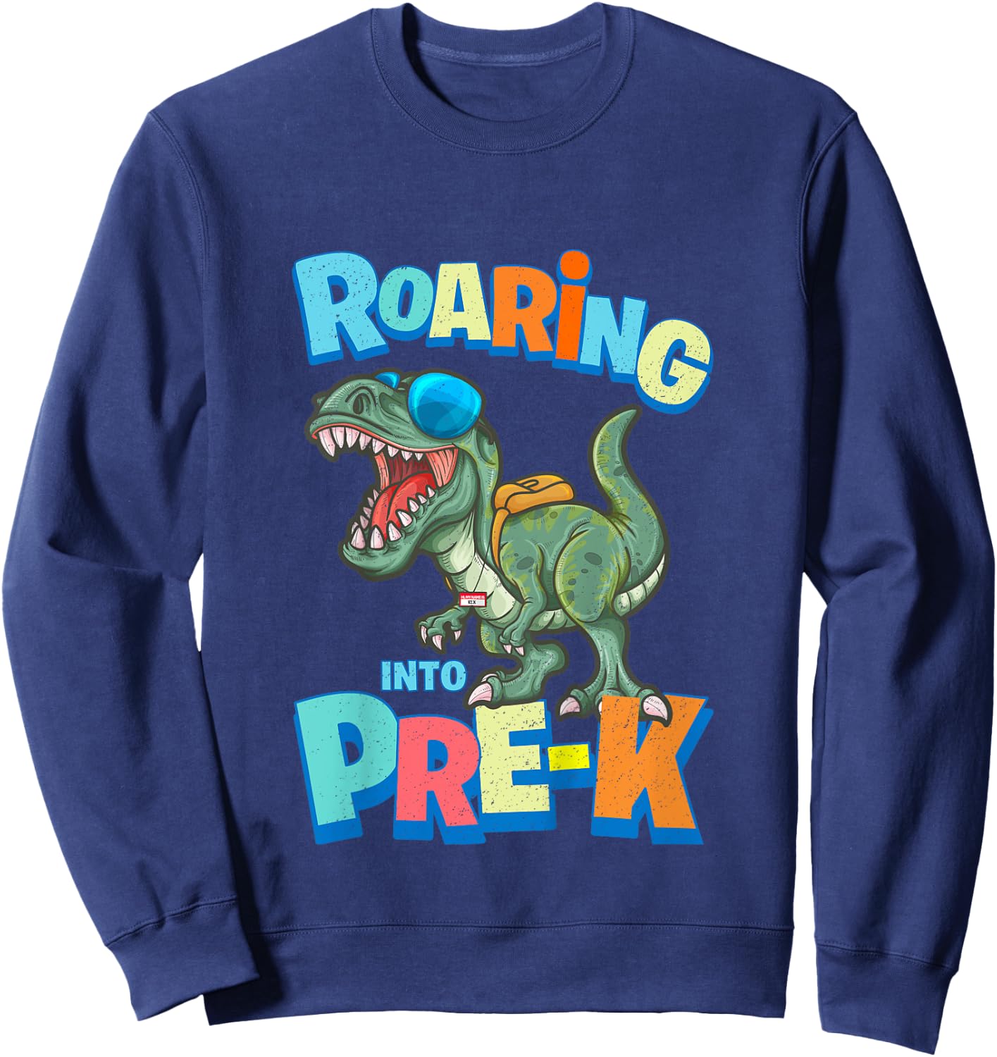 First Day of PRE-K Dinosaur Back to School T Rex Preschool Sweatshirt - Sweatshirt | Navy