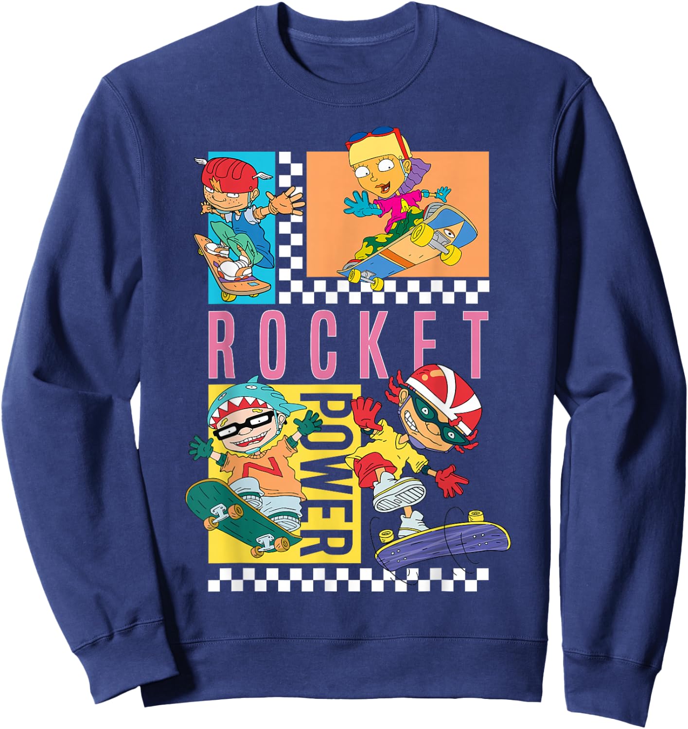 Checkerboard Rocket Power Grid Design Sweatshirt - Sweatshirt | Navy