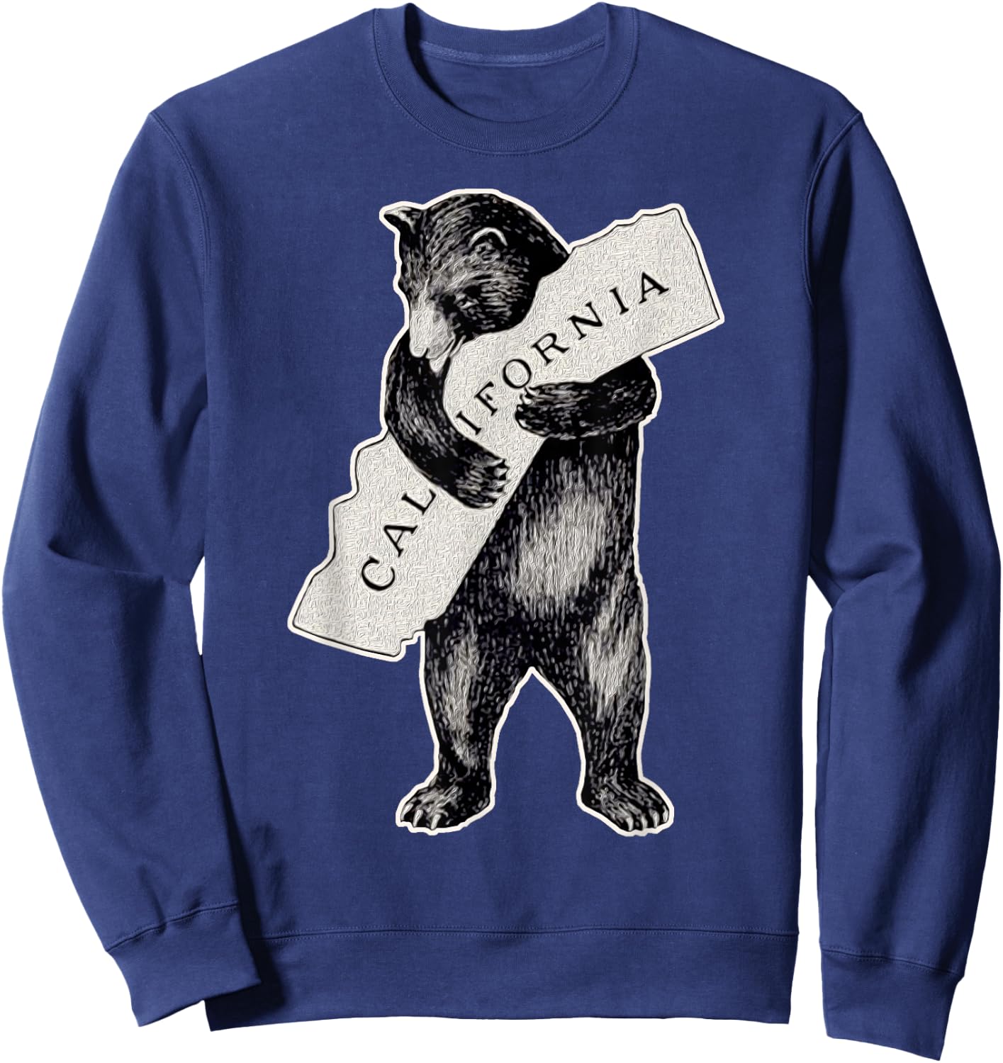 California Love Art-Retro Cali Bear Hug California Sweatshirt - Sweatshirt | Navy