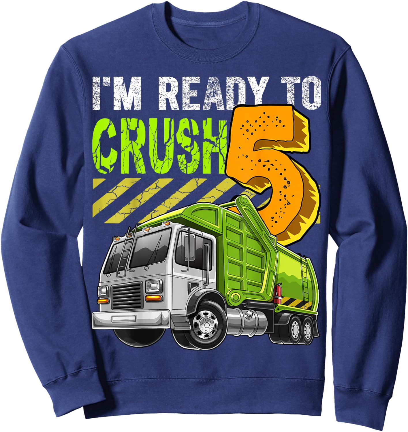 Garbage Truck 5th Birthday Party Birthday Boy Gift Kids Sweatshirt - Sweatshirt | Navy