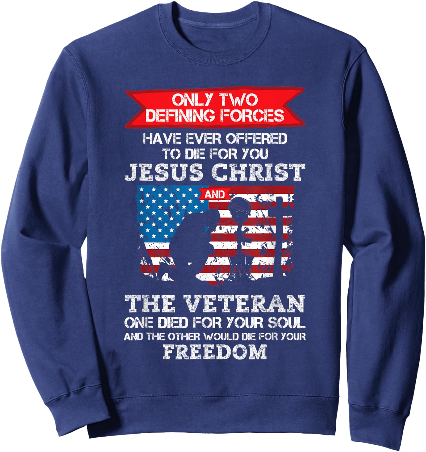 Honor Our Vets, Christian Veterans Sweatshirt - Sweatshirt | Navy