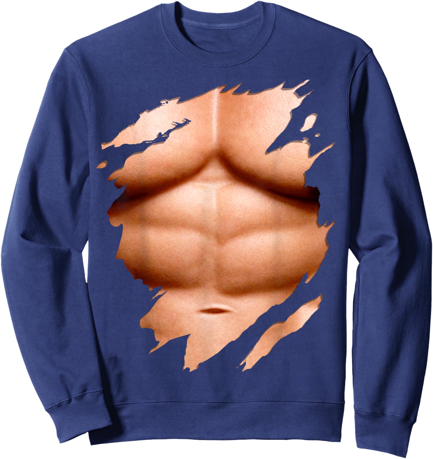 Huge Chest Six Pack Abs Muscles Bodybuilder Sweatshirt - Sweatshirt | Navy