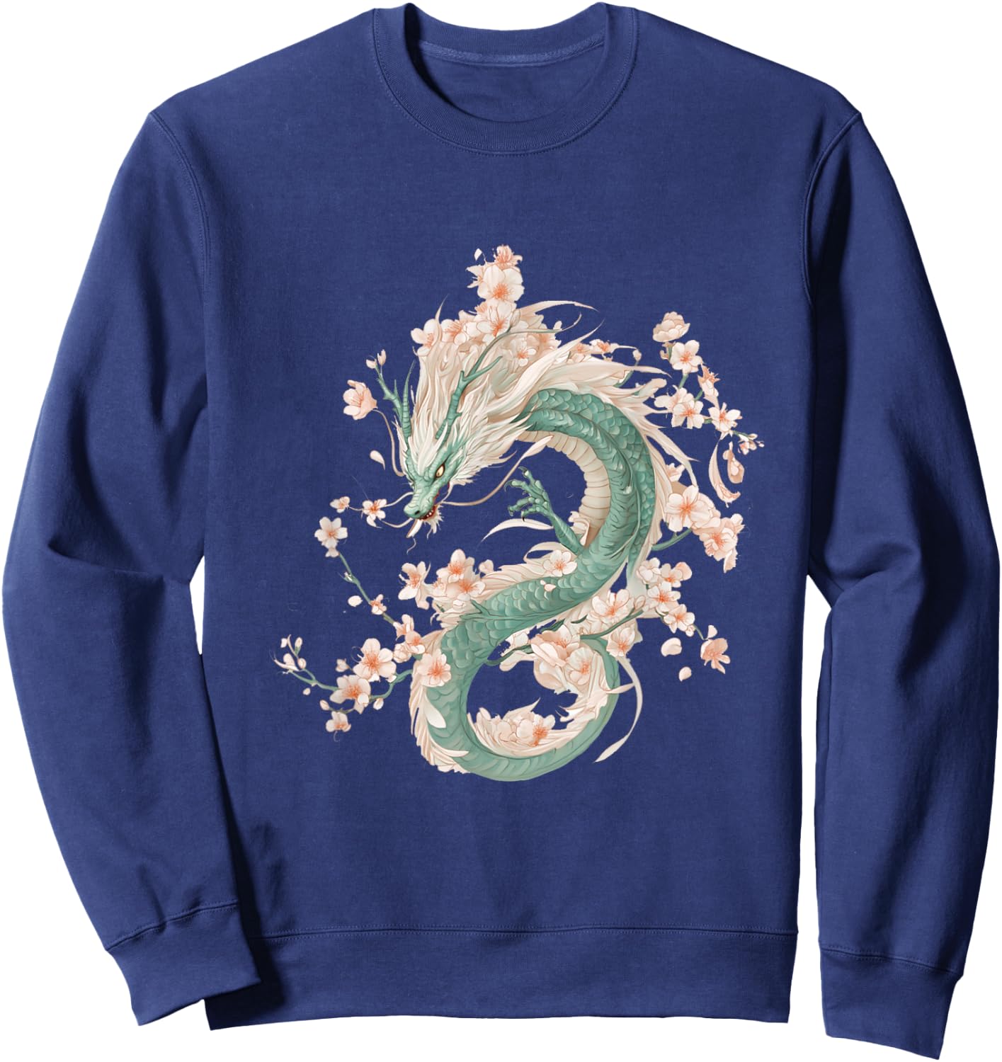 Green Dragon Spirit in Cherry Blossom Glory Sweatshirt - Sweatshirt | Navy