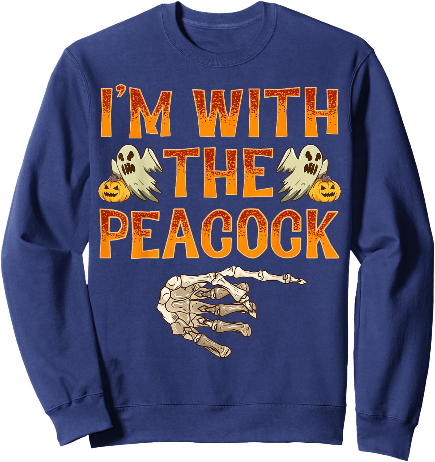 I'm With The Peacock Shirt Costume Funny Halloween Couple Sweatshirt - Sweatshirt | Navy