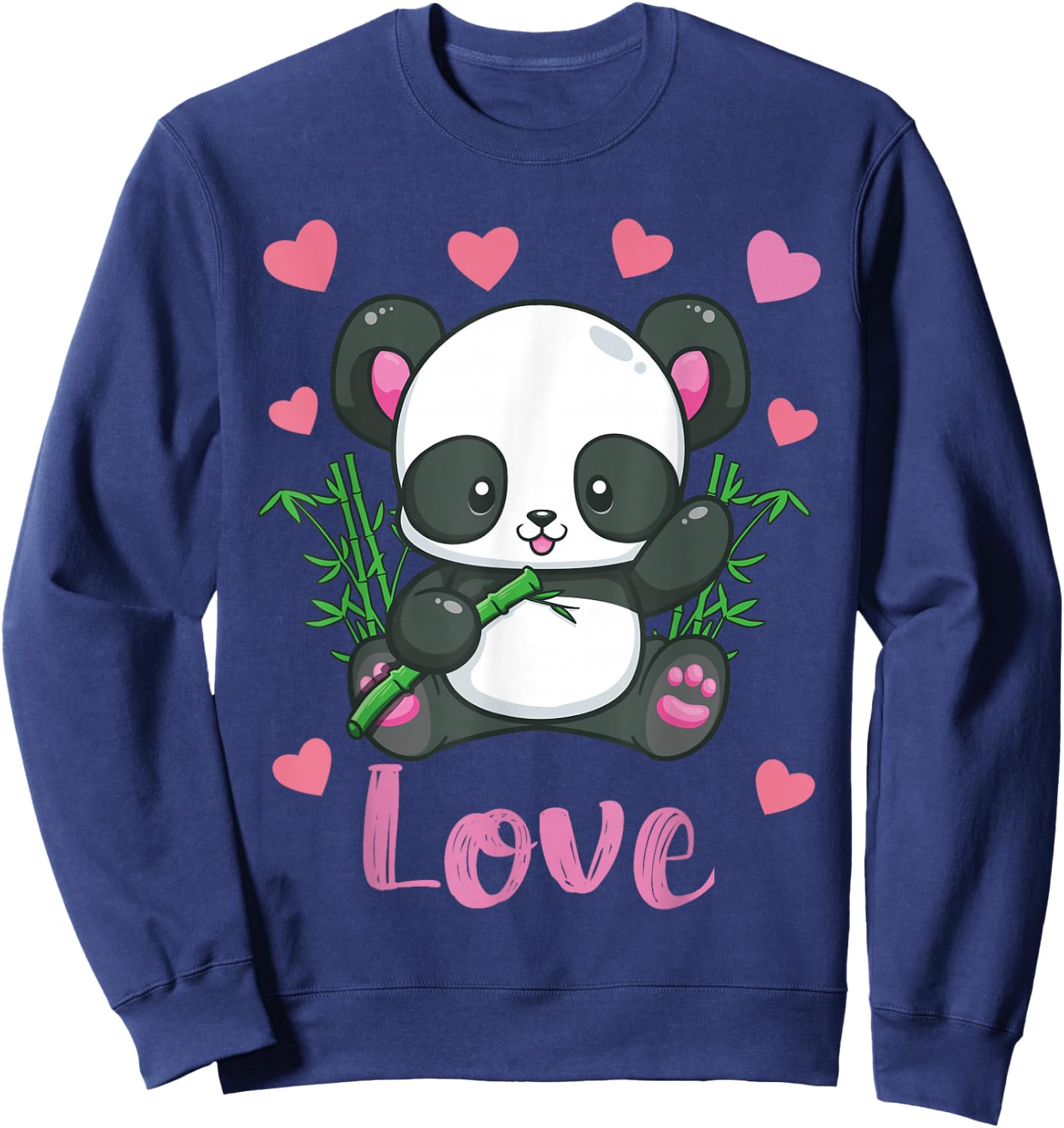 Panda Valentines Day Shirt Hearts Love Women Girls Gift Sweatshirt - Sweatshirt | Navy
