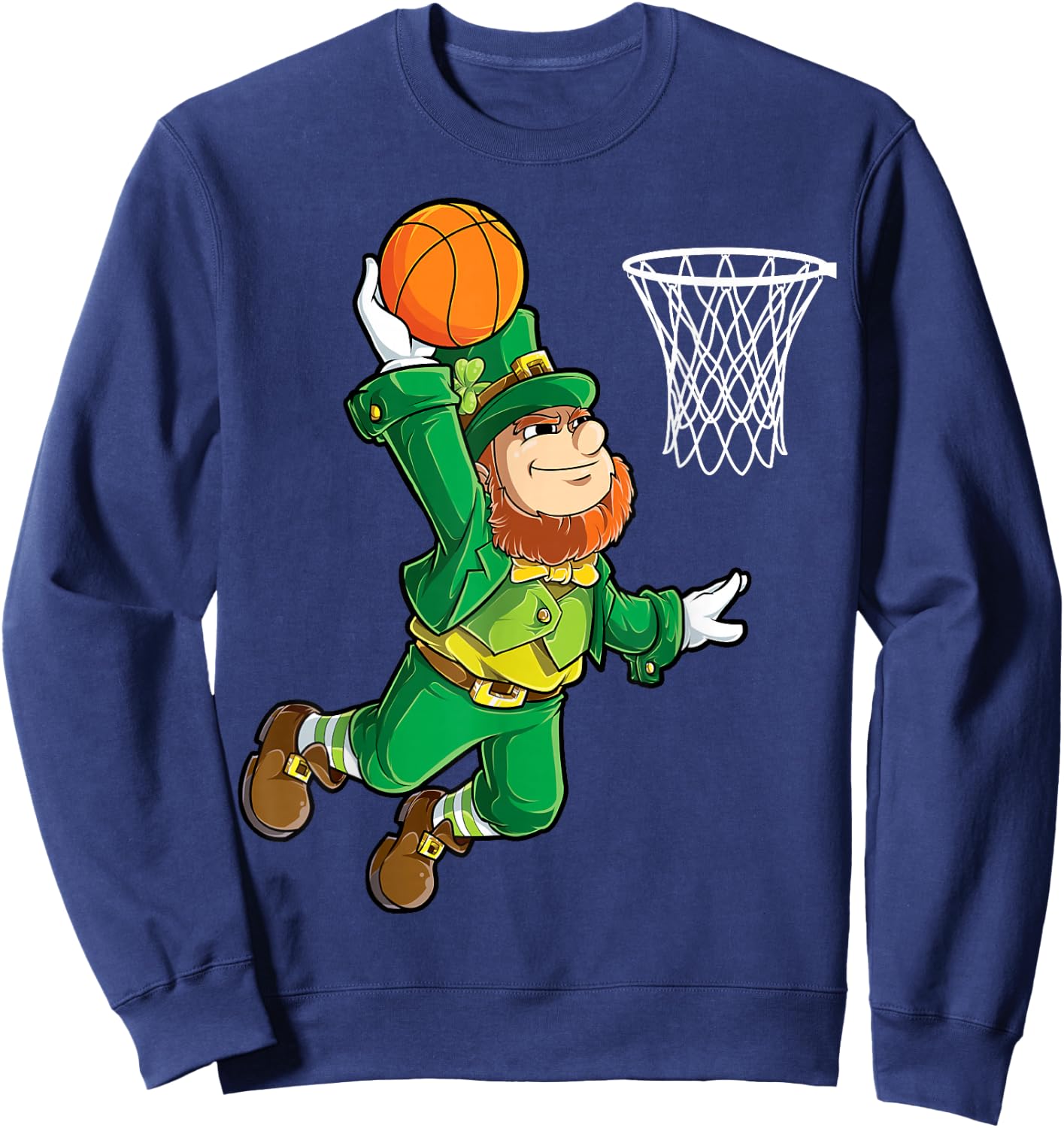 Leprechaun Basketball Dunk St Patricks Day Boys Men Sports Sweatshirt - Sweatshirt | Navy