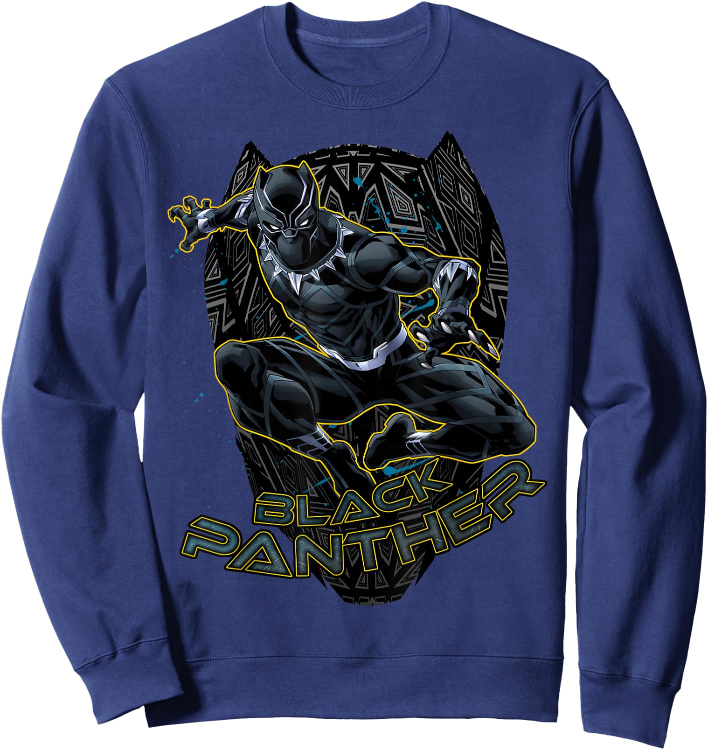 Marvel Black Panther Gold Trimmed Pounce Graphic Sweatshirt - Sweatshirt | Navy