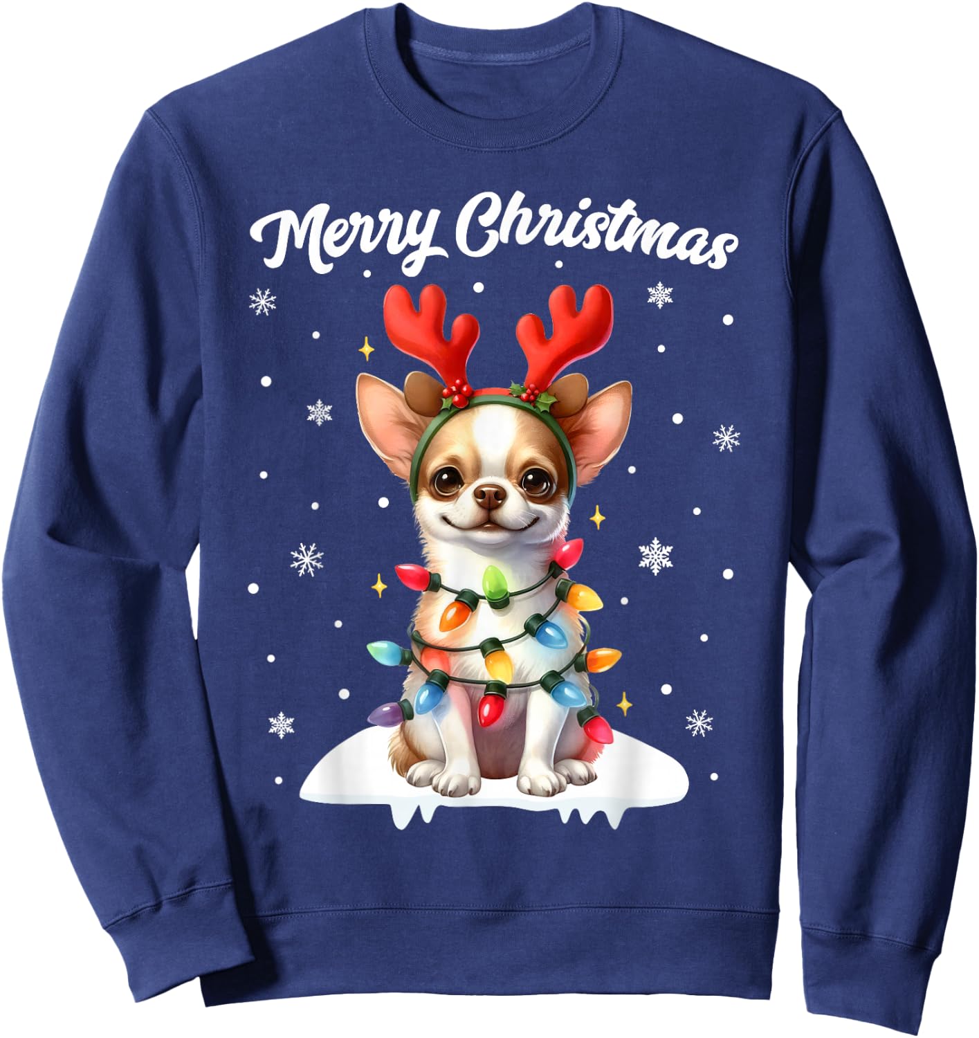 Christmas Pajamas Men Women Kids Christmas Chihuahua Dog Sweatshirt - Sweatshirt | Navy