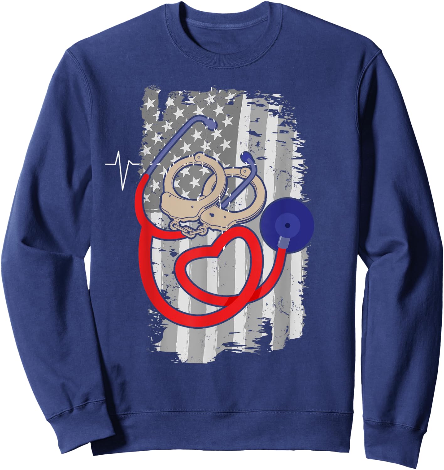 Correctional Nursing T Shirt - American Flag Patriotic Sweatshirt - Sweatshirt | Navy