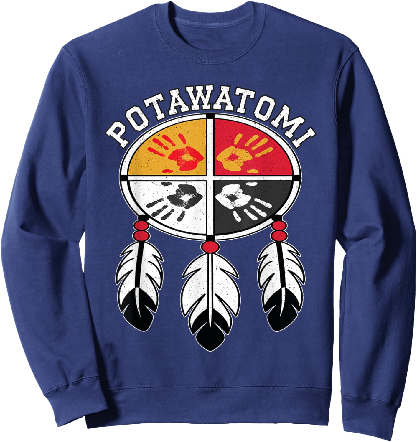 Potawatomi Medicine Wheel Indigenous Native American Tribe Sweatshirt - Sweatshirt | Navy