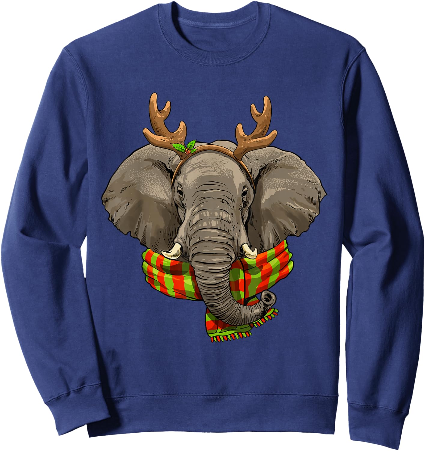 Elephant Christmas Reindeer Antlers Xmas Sweatshirt - Sweatshirt | Navy