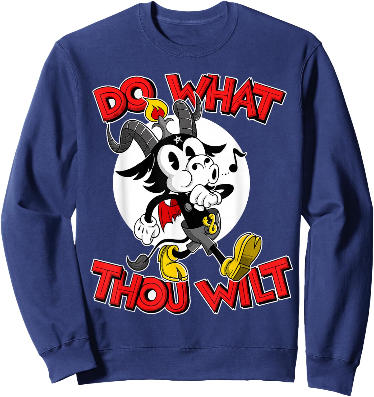 Do What Thou Wilt Baphomet 30s Cartoon Occult Esotericism Sweatshirt - Sweatshirt | Navy