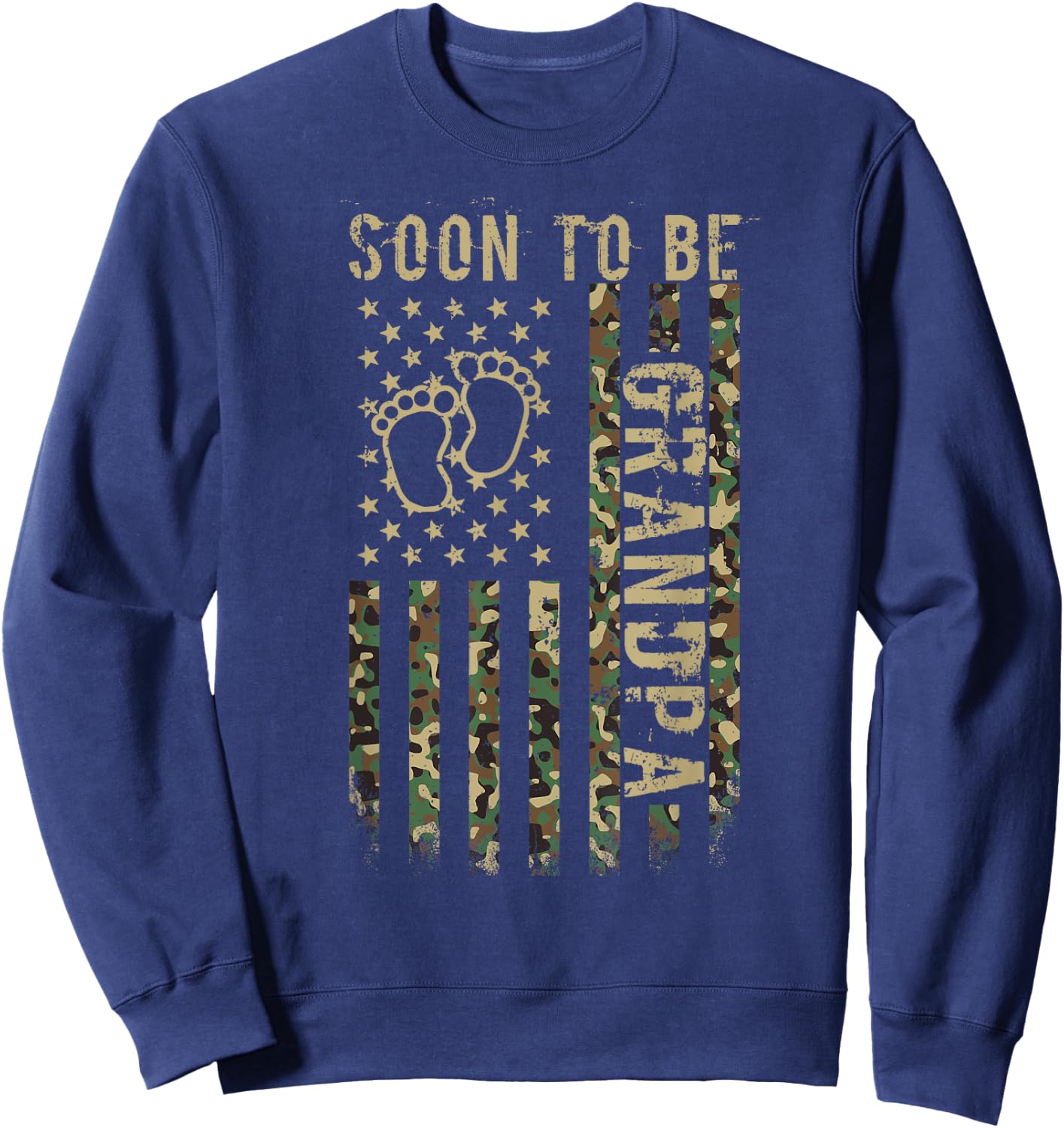 Soon To Be Grandpa American Flag Camouflage Grandpa US Flag Sweatshirt - Sweatshirt | Navy