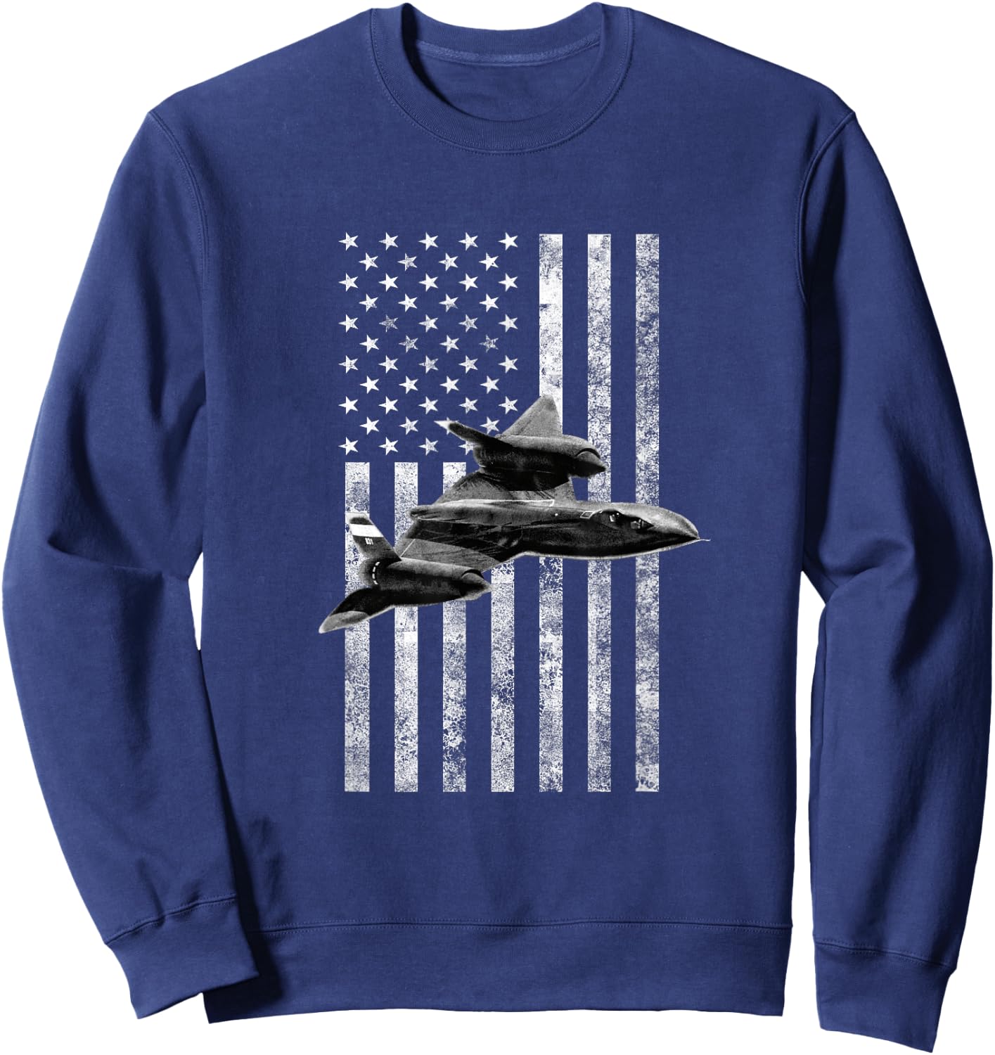 SR-71 Blackbird American USA Flag - Military Sweatshirt - Sweatshirt | Navy