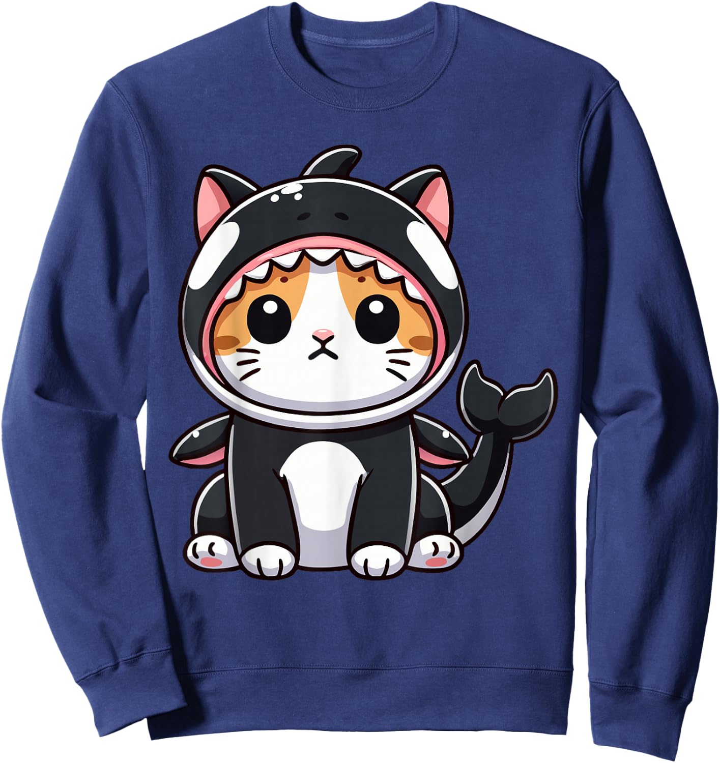 Cat in Orca Costume Graphic Sweatshirt - Sweatshirt | Navy