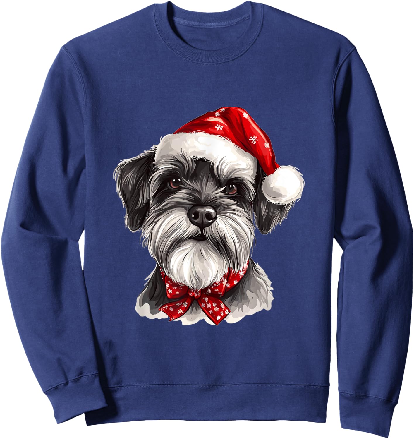 Cute Miniature Schnauzer Dog Christmas Merry X-mas Graphic Sweatshirt - Sweatshirt | Navy