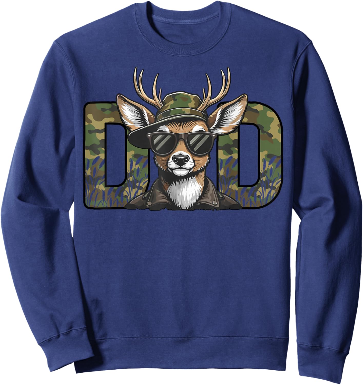 Hunter Dad Camo Deer Hunting Father's Day Sweatshirt - Sweatshirt | Navy