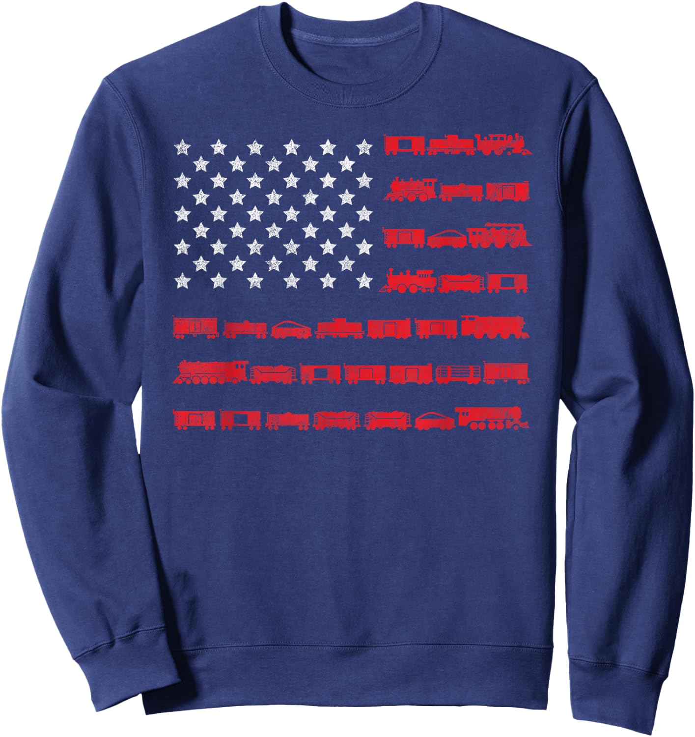 American Flag Railroad Train Gift Sweatshirt - Sweatshirt | Navy