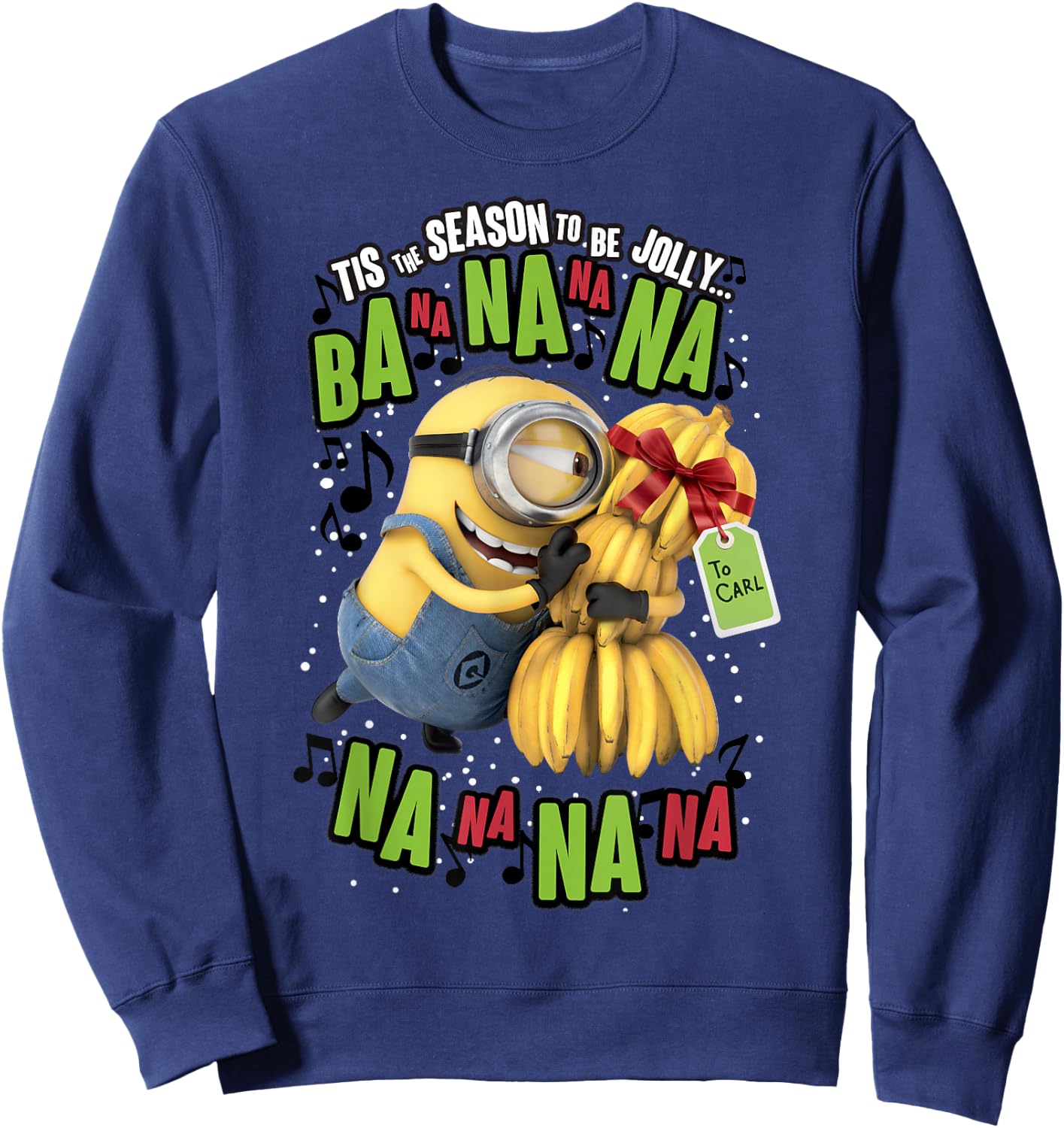 Despicable Me Minion Banana Present Christmas Short Sleeve Sweatshirt - Sweatshirt | Navy