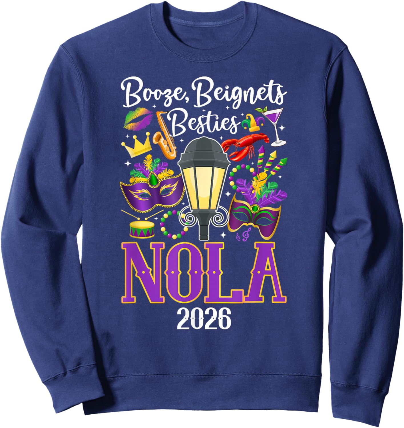 Funny New Orleans Besties Trip 2026 Best Friend Vacation Sweatshirt - Sweatshirt | Navy