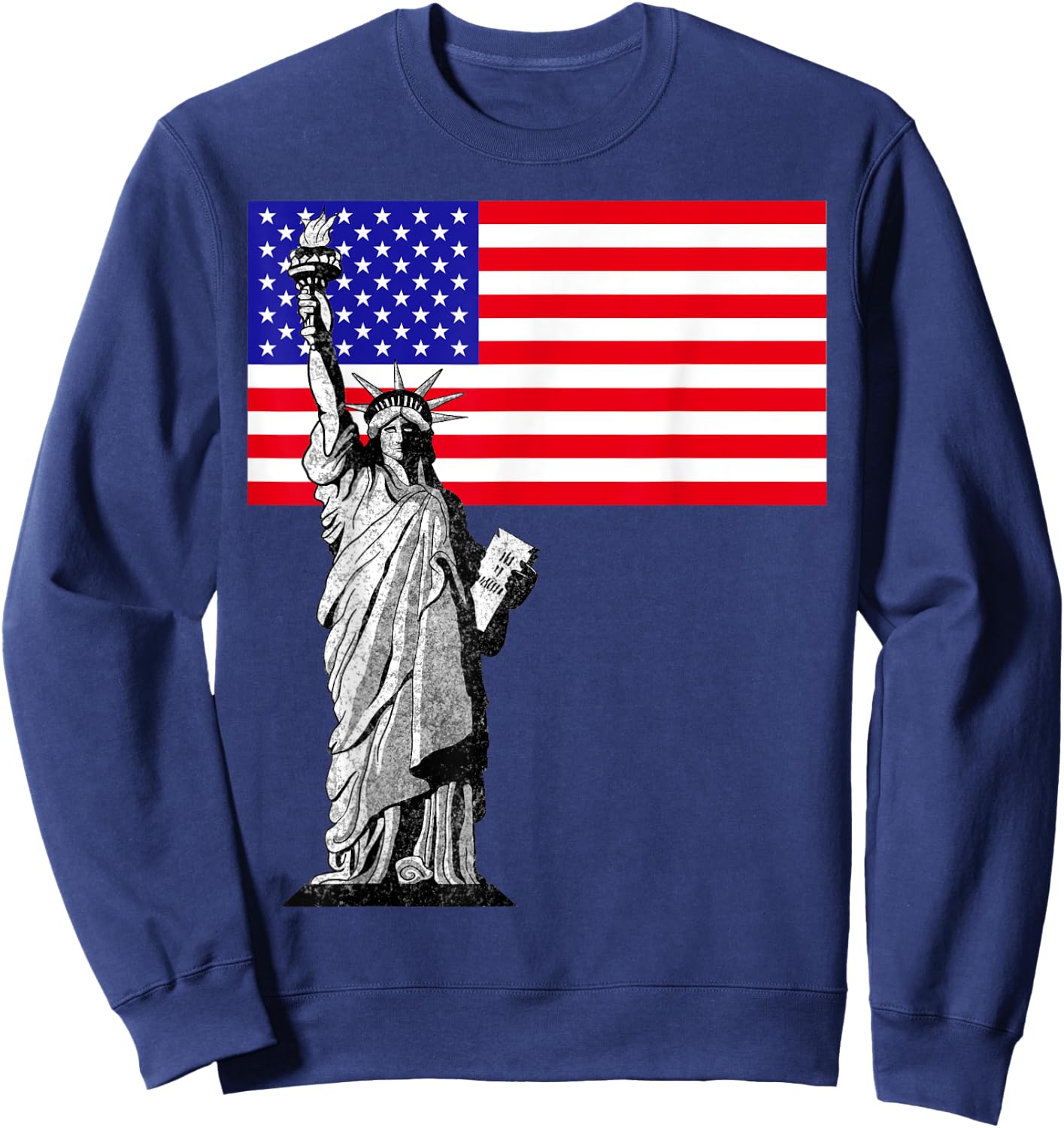 Statue Of Liberty And USA Flag Sweatshirt - Sweatshirt | Navy