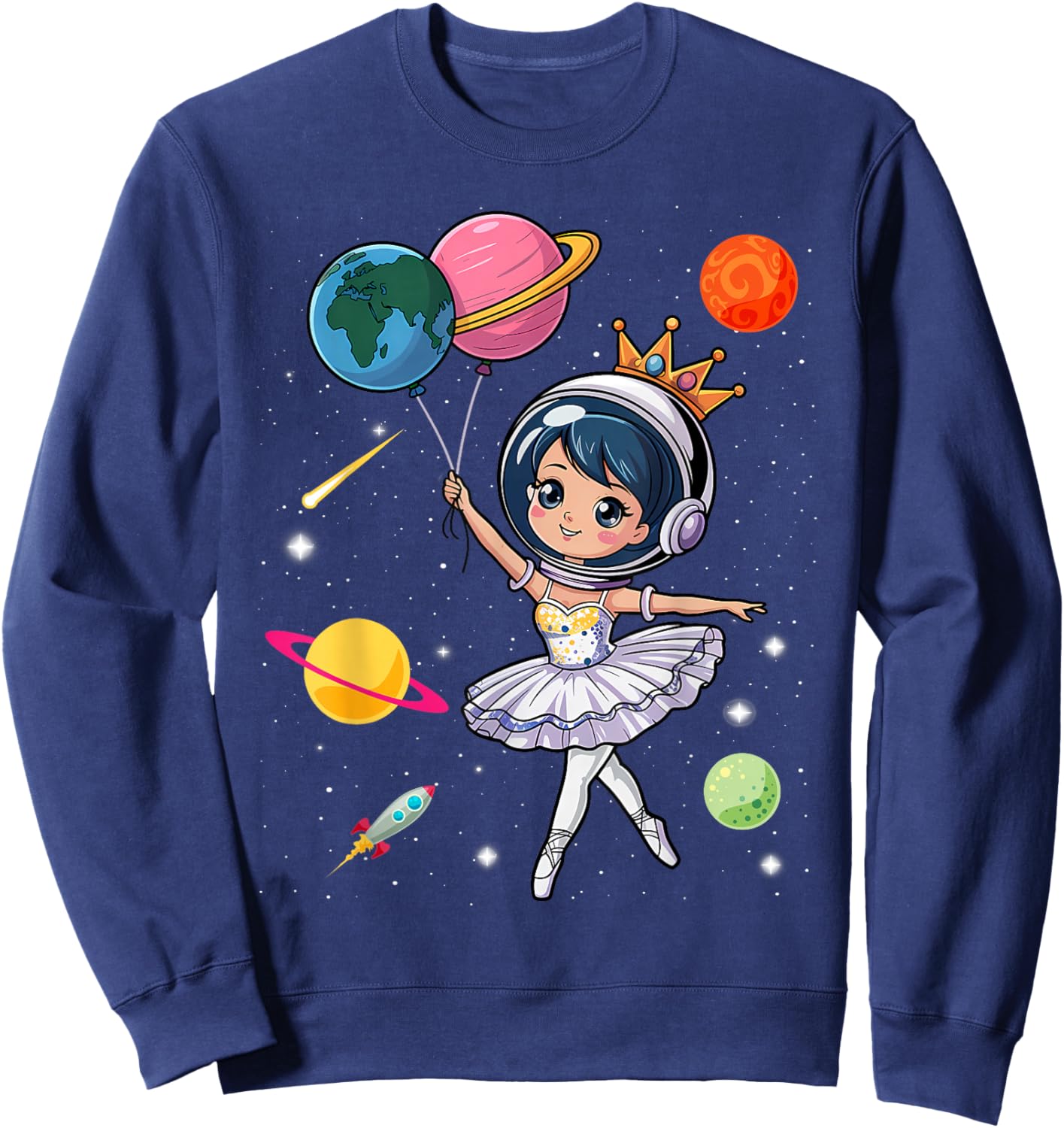 Ballerina Girl Space Astronaut Sweatshirt - Sweatshirt | Navy
