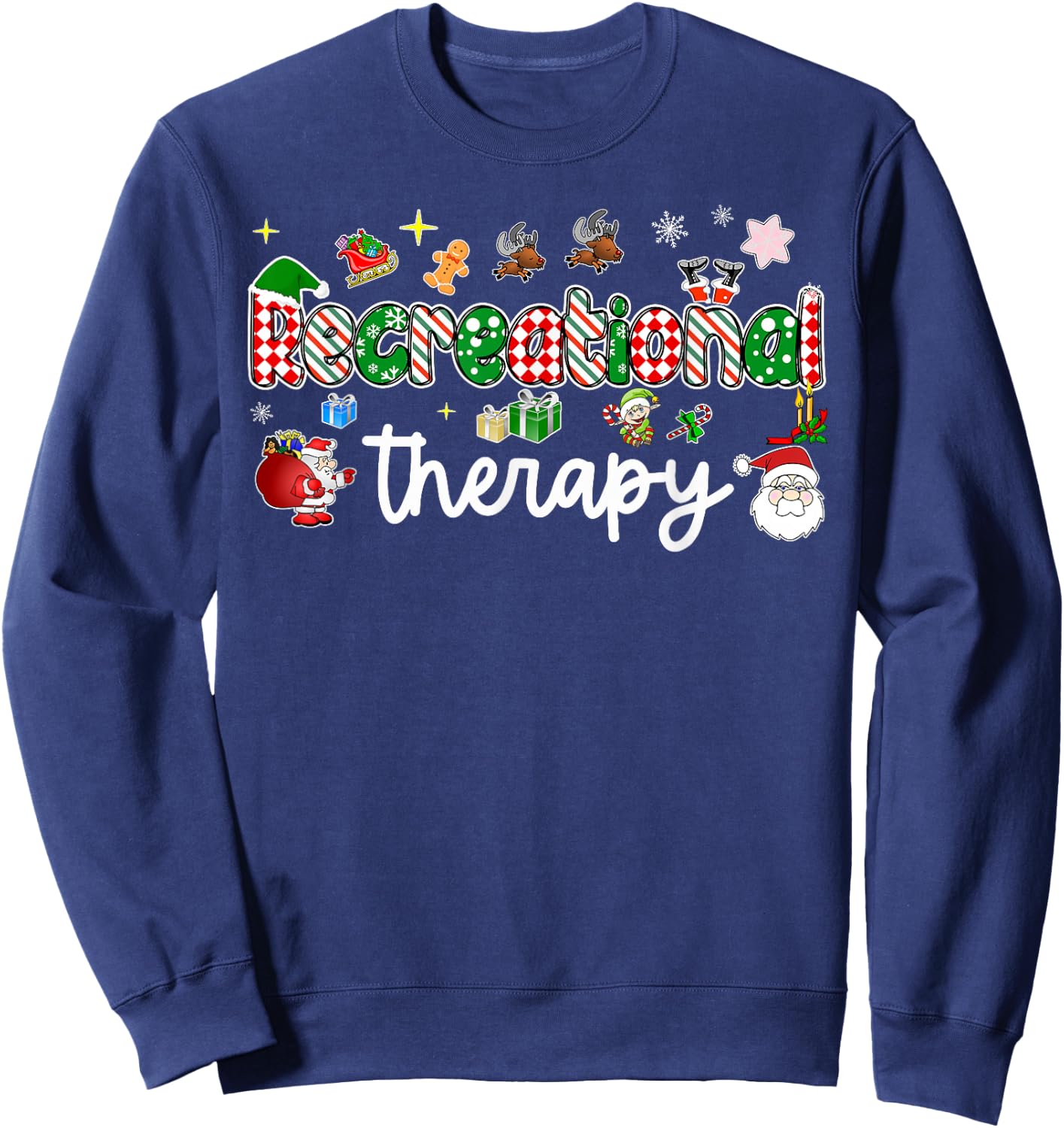Recreational Therapy Santa Christmas Recreational Therapist Sweatshirt - Sweatshirt | Navy