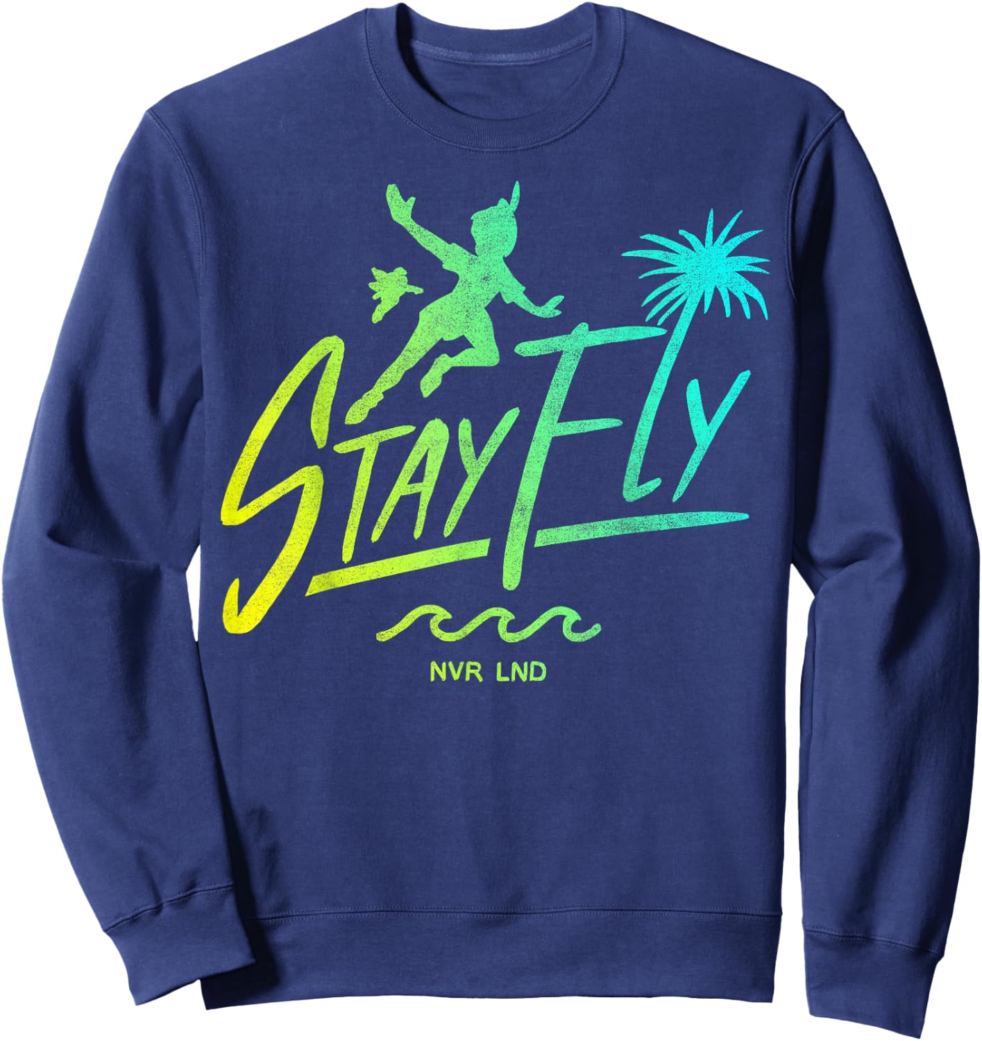 Disney Peter Pan Stay Fly Text Silhouette Poster Sweatshirt - Sweatshirt | Navy