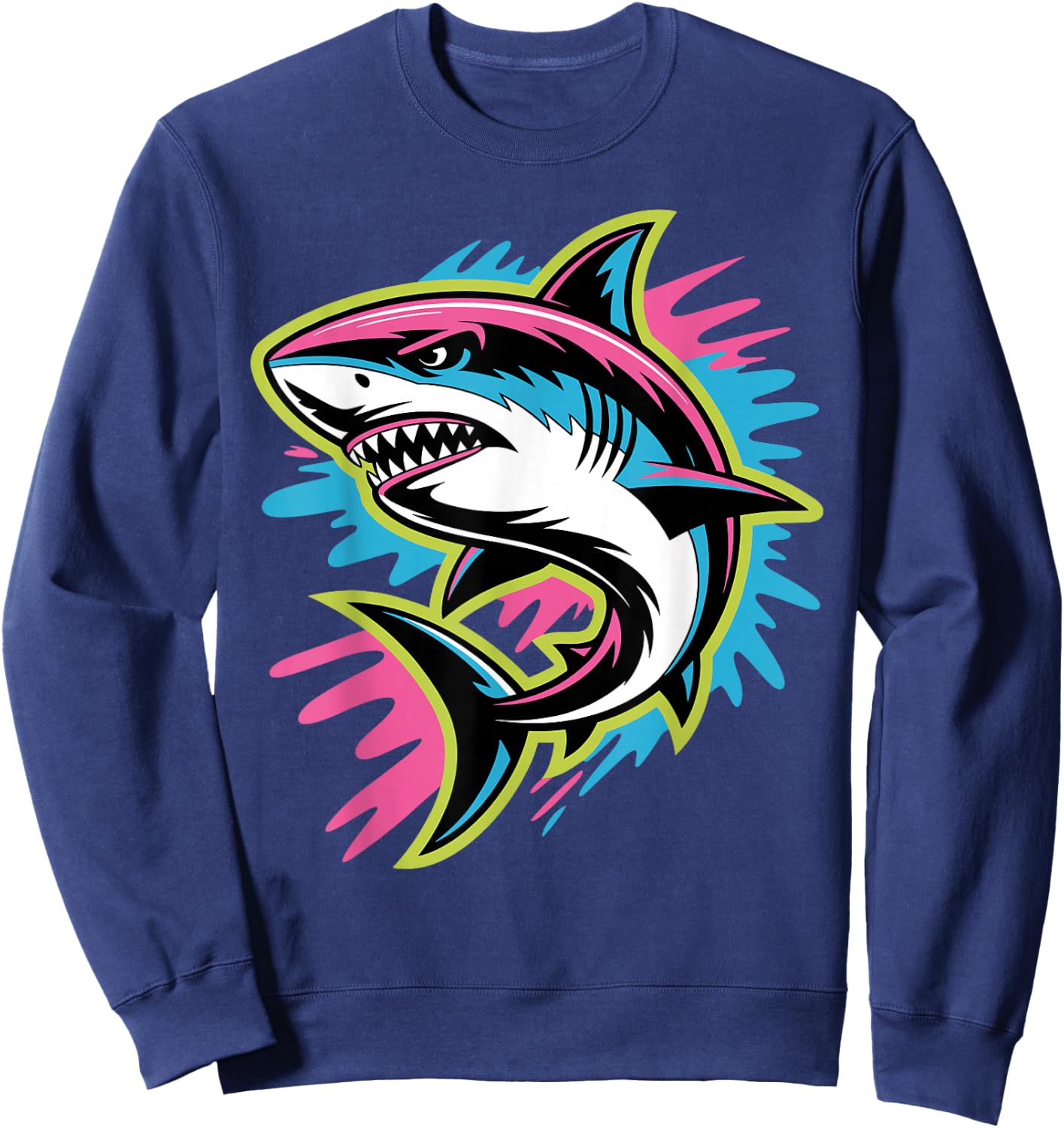 Cool Shark Art Women Kids Boys Girls Shark Lover Sweatshirt - Sweatshirt | Navy